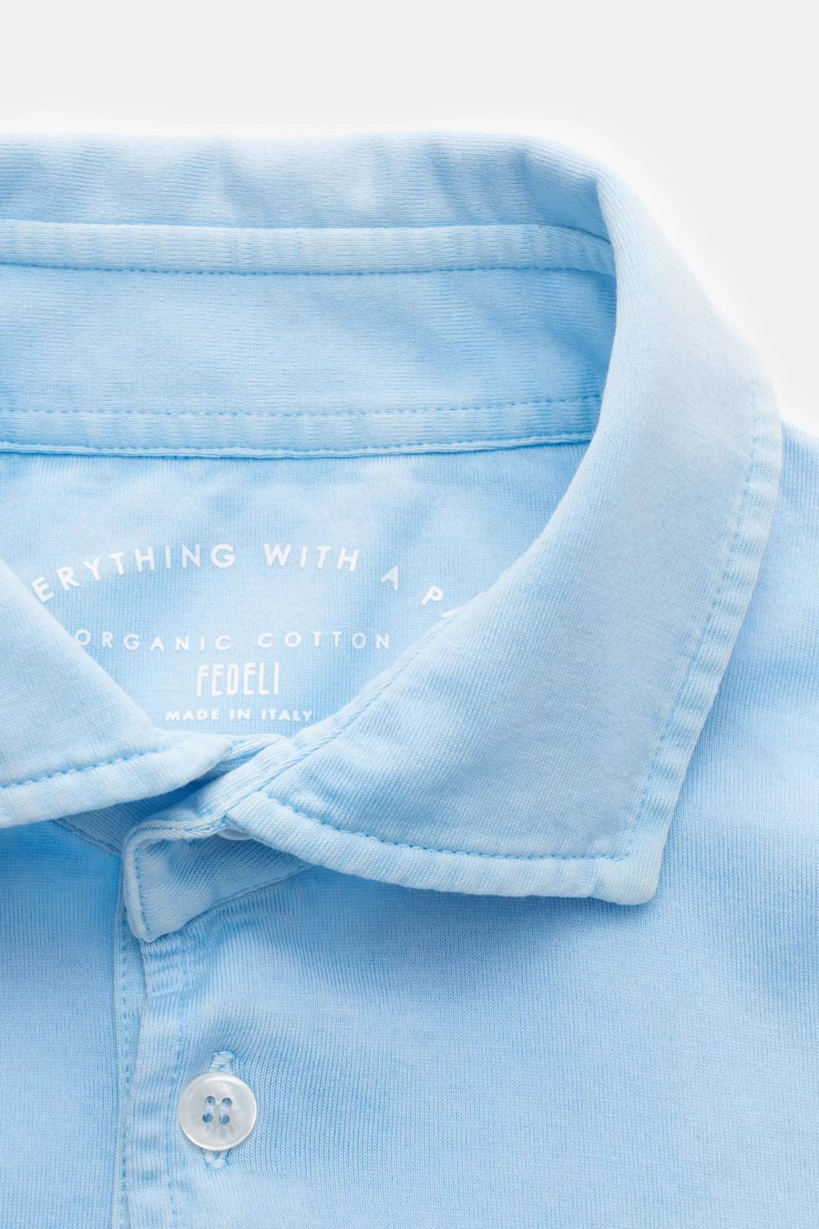 Jersey Long Sleeve Polo Shirt 'Zero' Light Blue>Fedeli Cheap