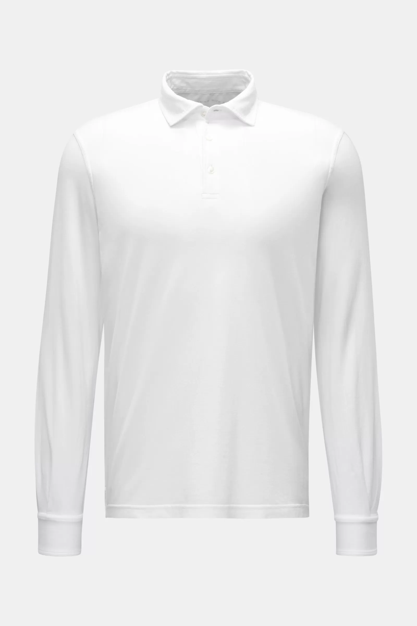 Jersey Long Sleeve Polo Shirt 'Zero' White>Fedeli Clearance