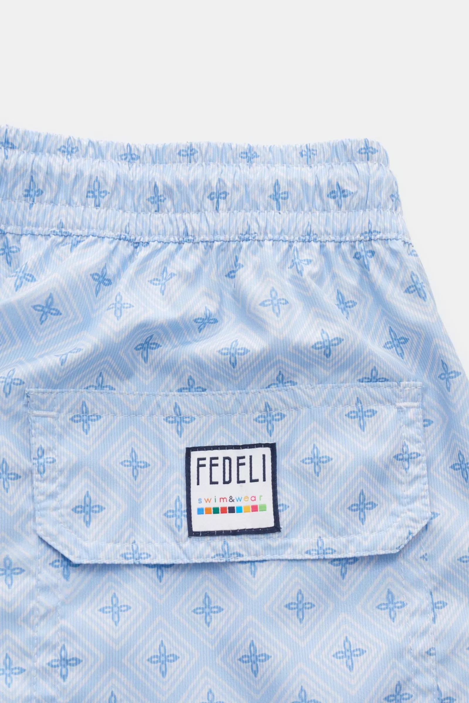 Swim Shorts 'Madeira Airstop' Light Blue/White Patterned>Fedeli Online