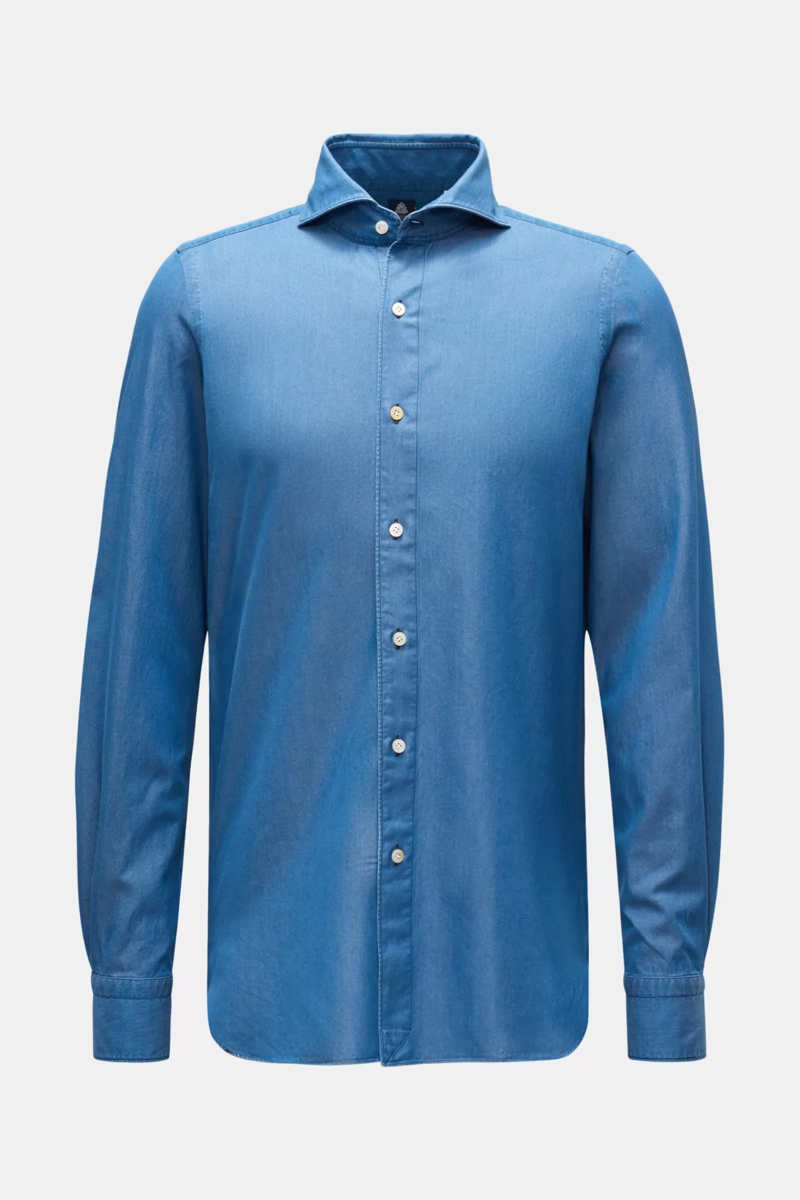 Chambray Shirt 'sergio Gaeta' Shark Collar Blue>Finamore Online