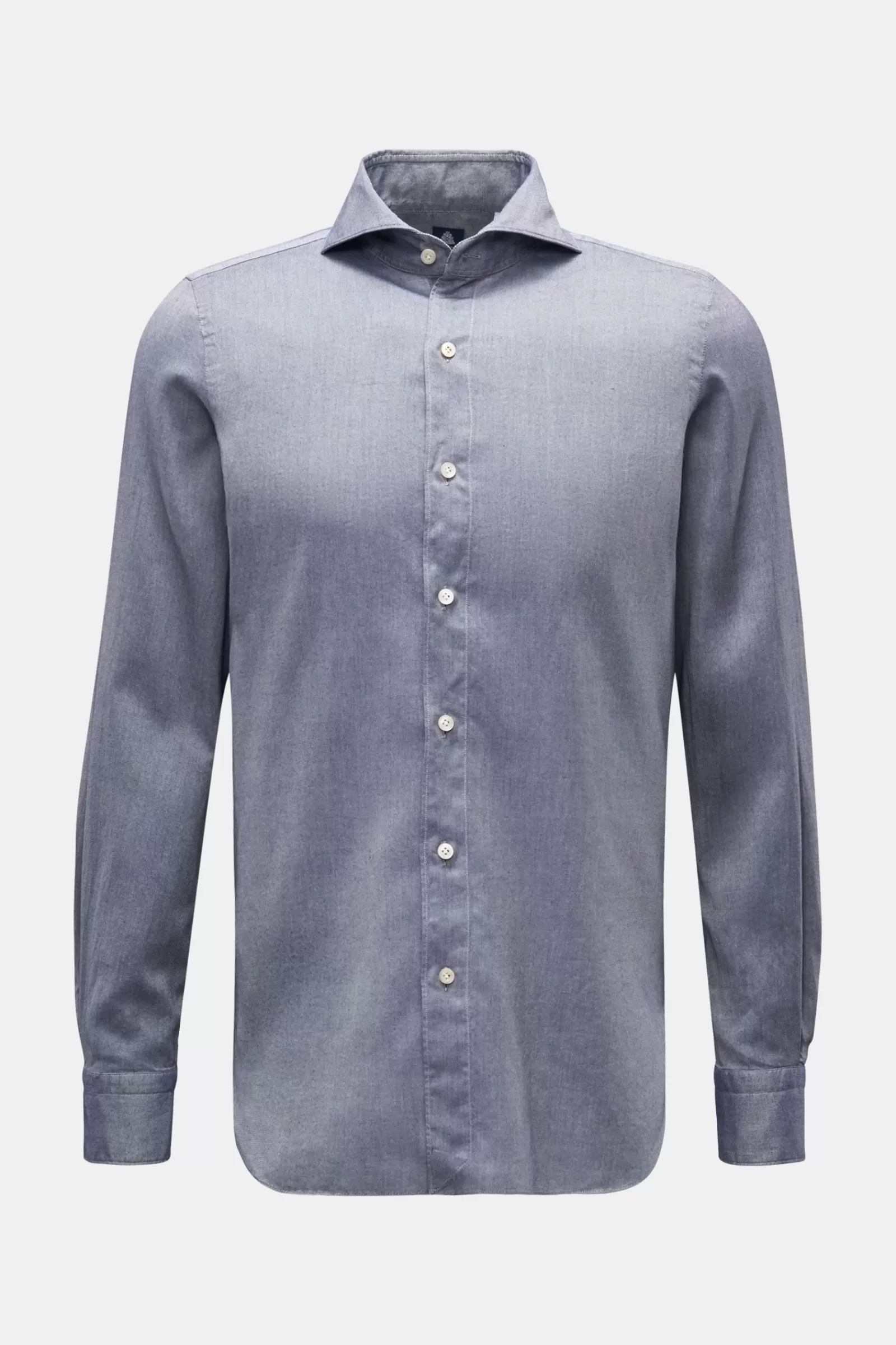 Chambray Shirt 'sergio Gaeta' Shark Collar Grey-Blue>Finamore Best