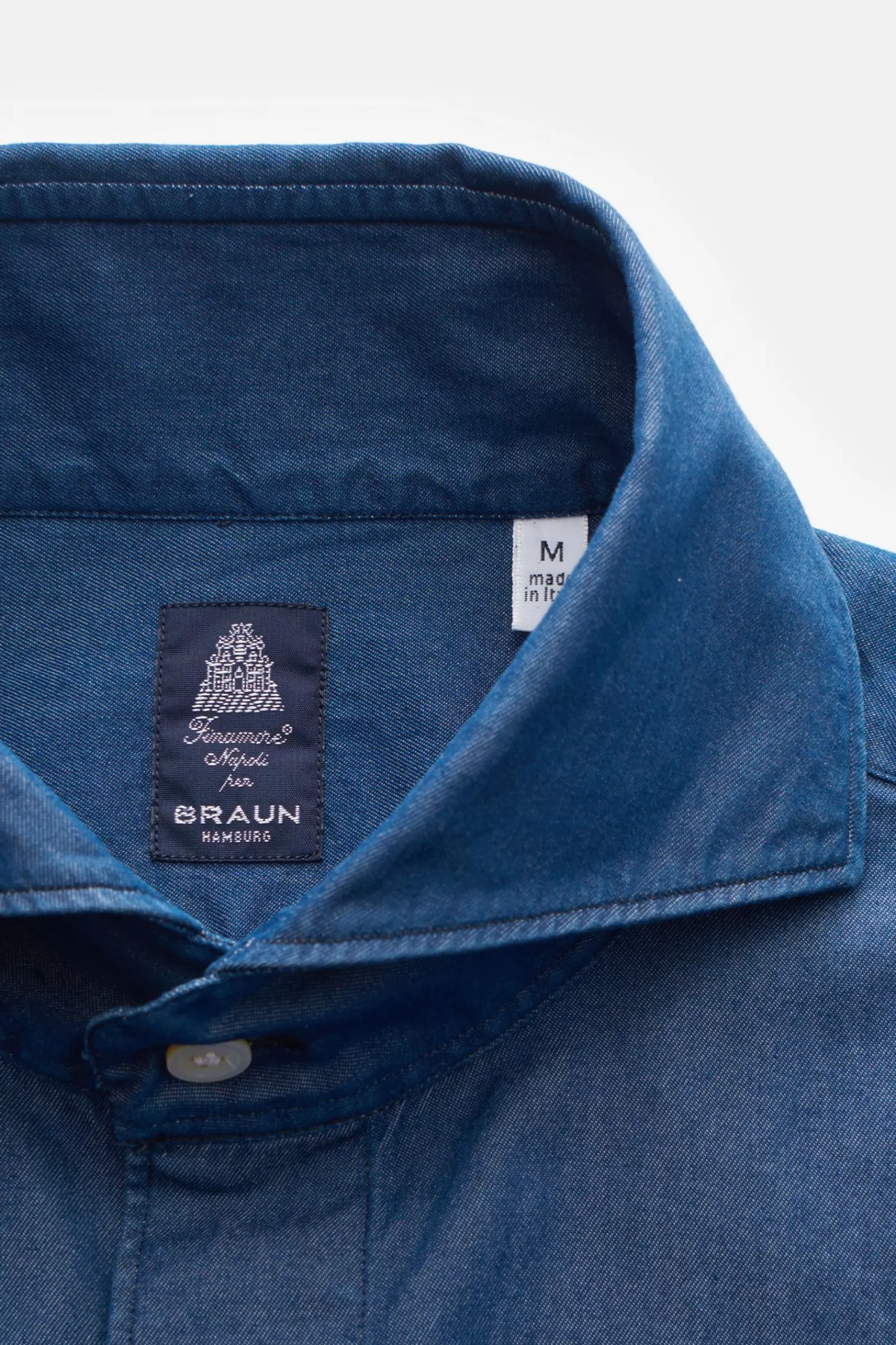 Chambray Shirt 'sergio Gaeta' Shark Collar Navy>Finamore Outlet