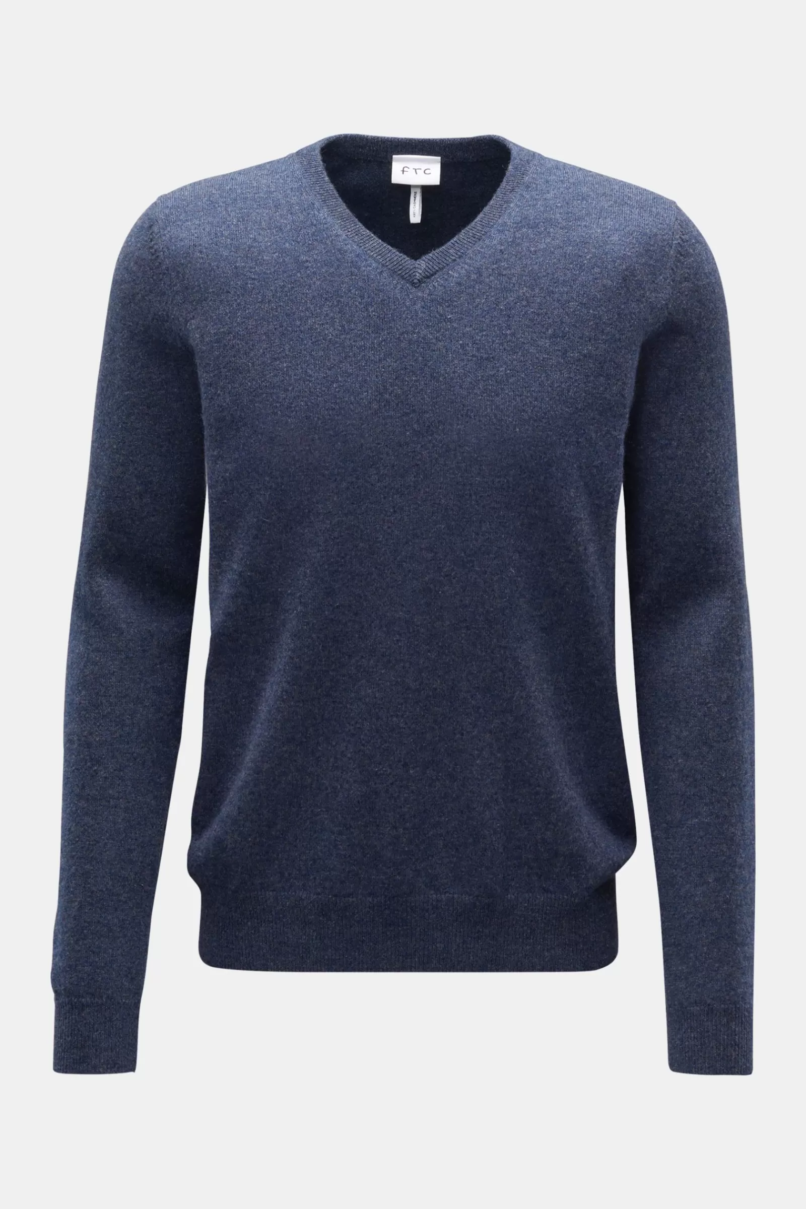 Cashmere V-Neck Jumper Grey-Blue^FTC Shop