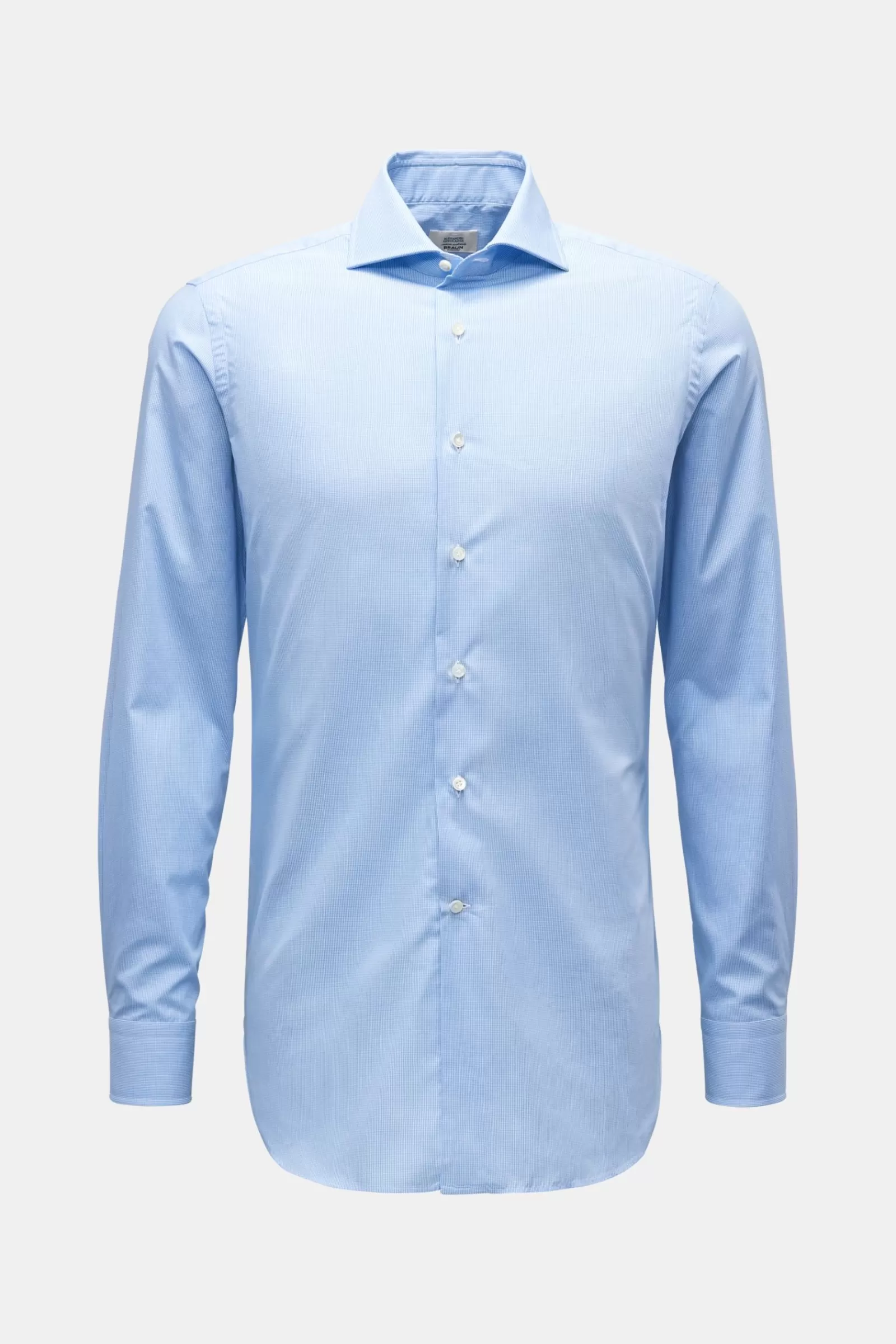 Business Shirt Shark Collar Light Blue/White Checked>Gherardi Sale