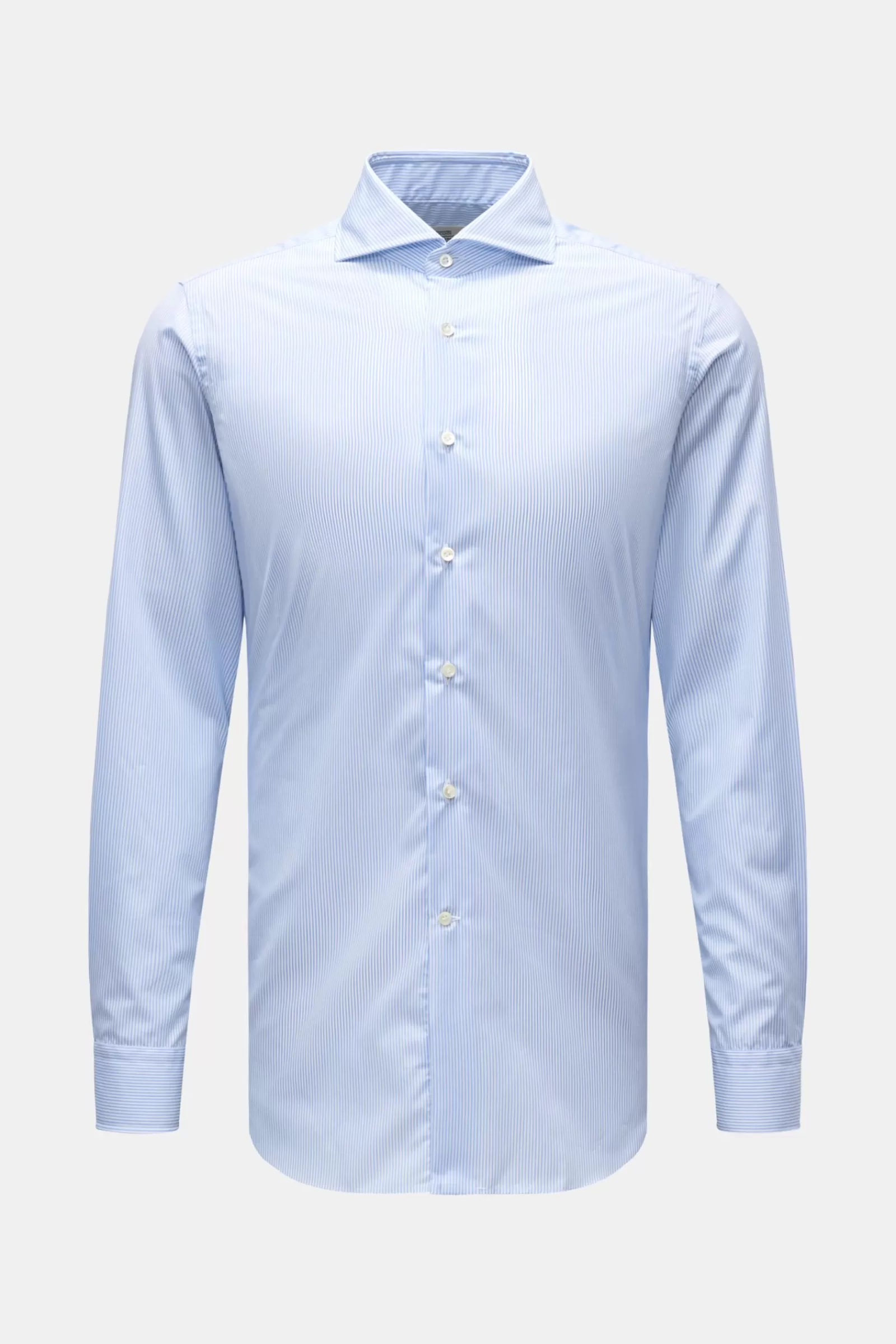 Business Shirt Shark Collar Light Blue/White Striped>Gherardi Store