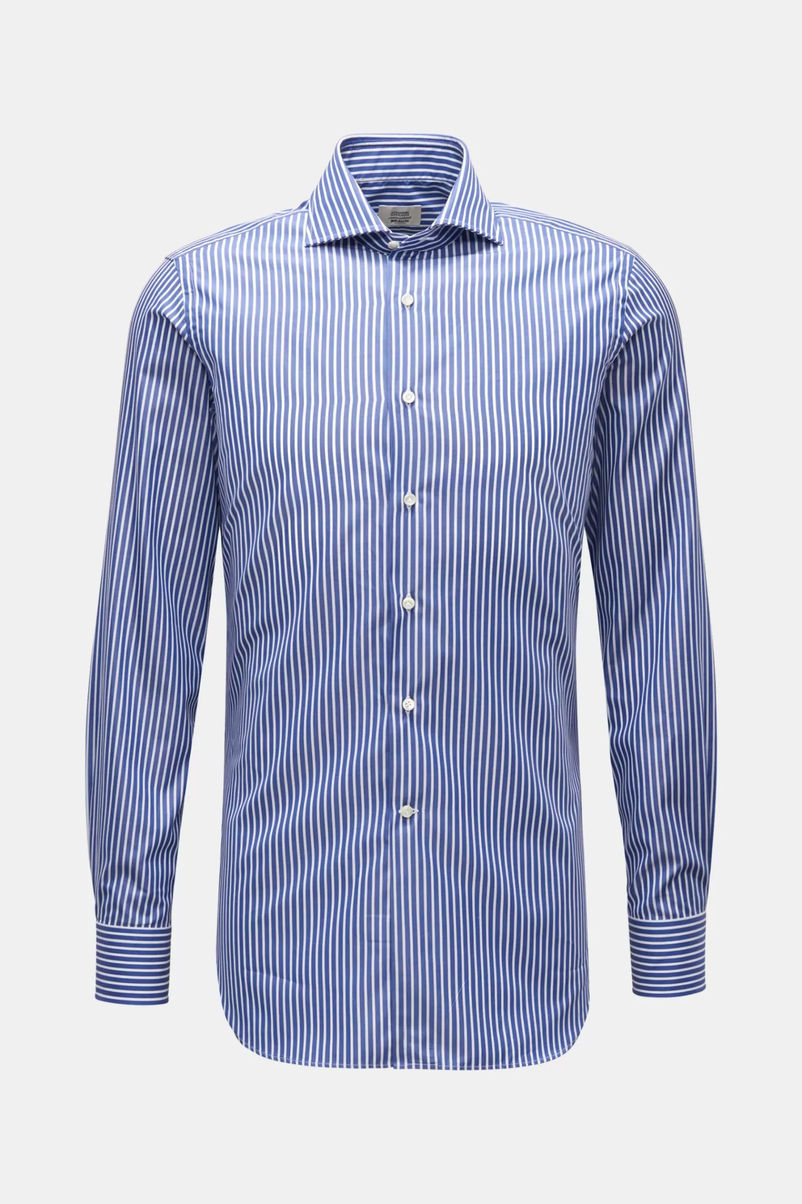 Business Shirt Shark Collar Navy/White Striped>Gherardi Best