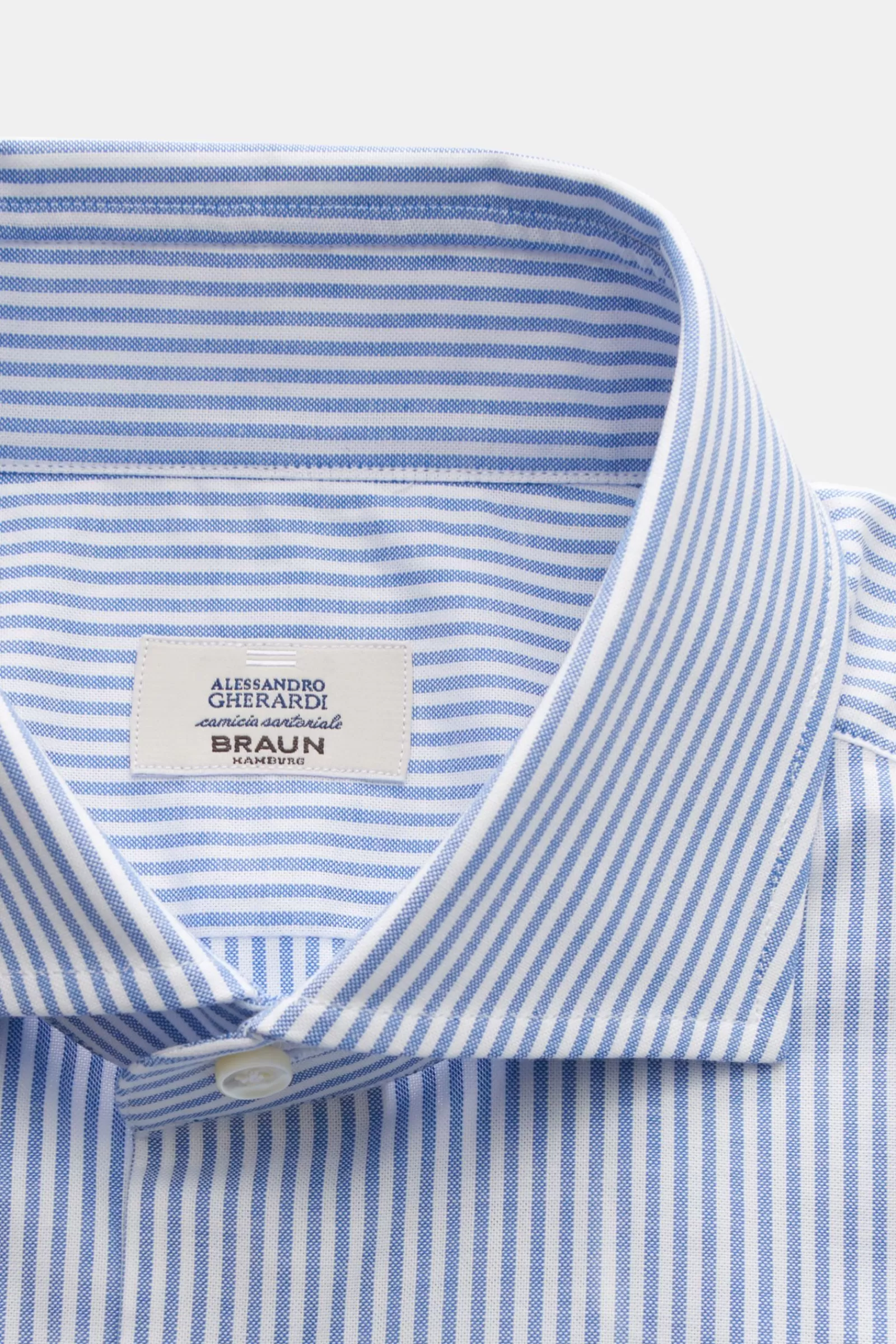 Business Shirt Shark Collar Smoky Blue/White Striped>Gherardi Outlet