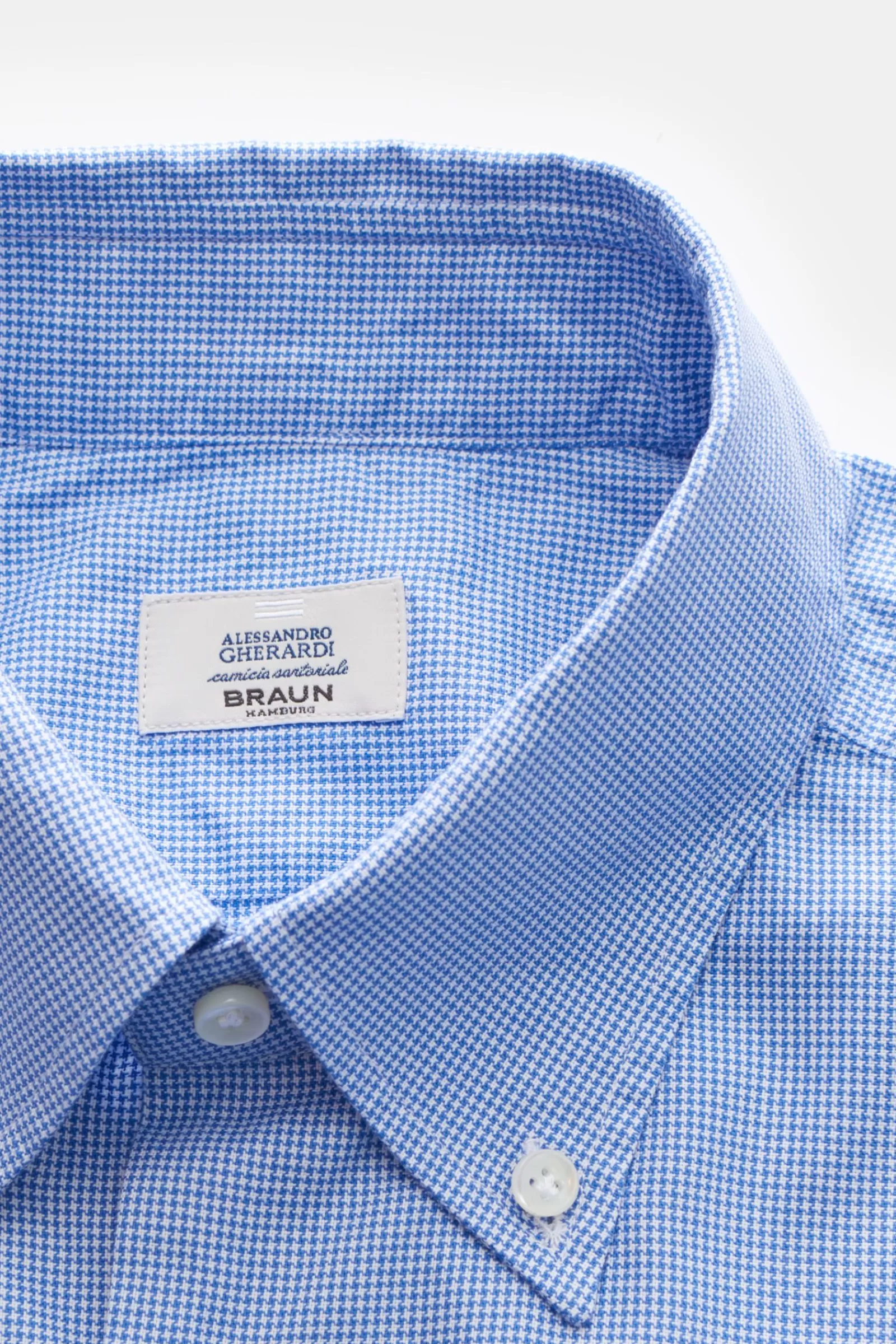 Casual Shirt Button-Down Collar Blue Houndstooth>Gherardi Fashion