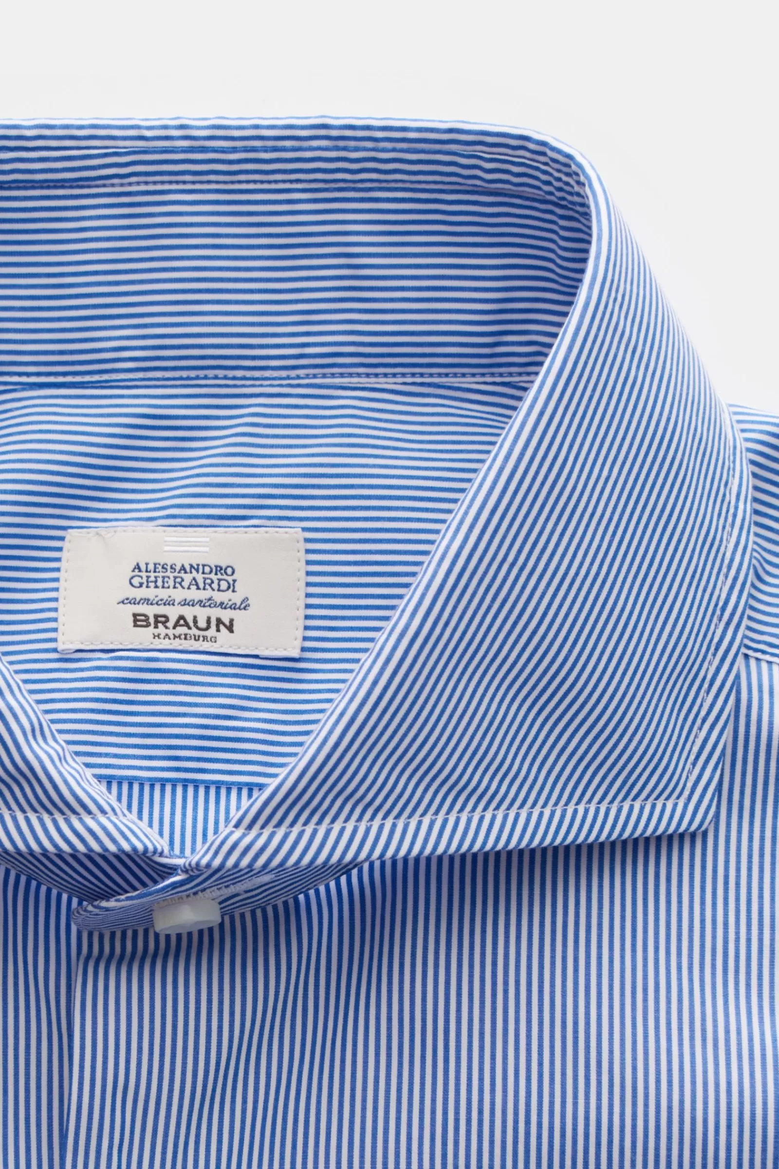 Casual Shirt Shark Collar Dark Blue/White Striped>Gherardi Shop