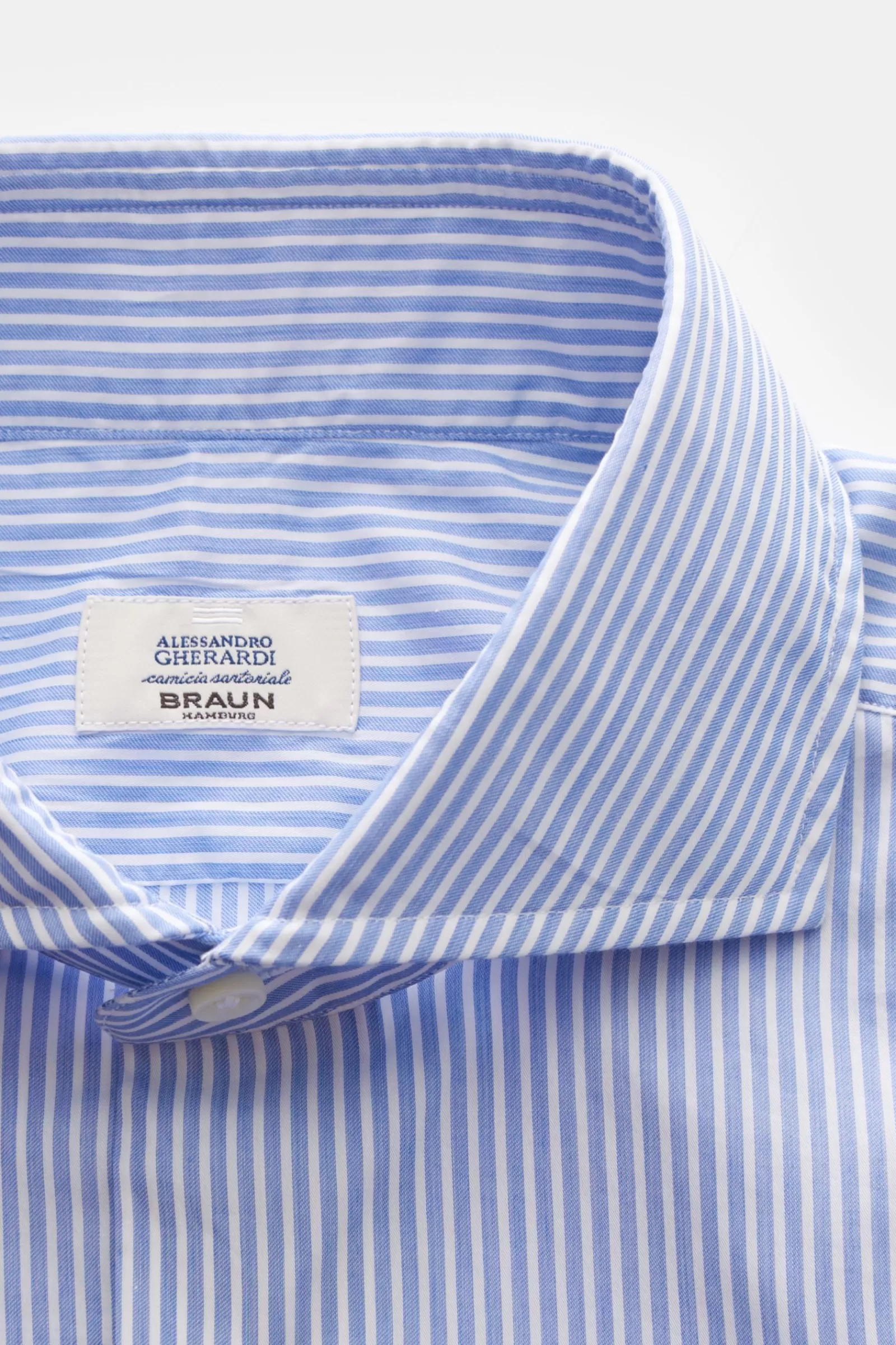 Casual Shirt Shark Collar Light Blue/White Striped>Gherardi Discount