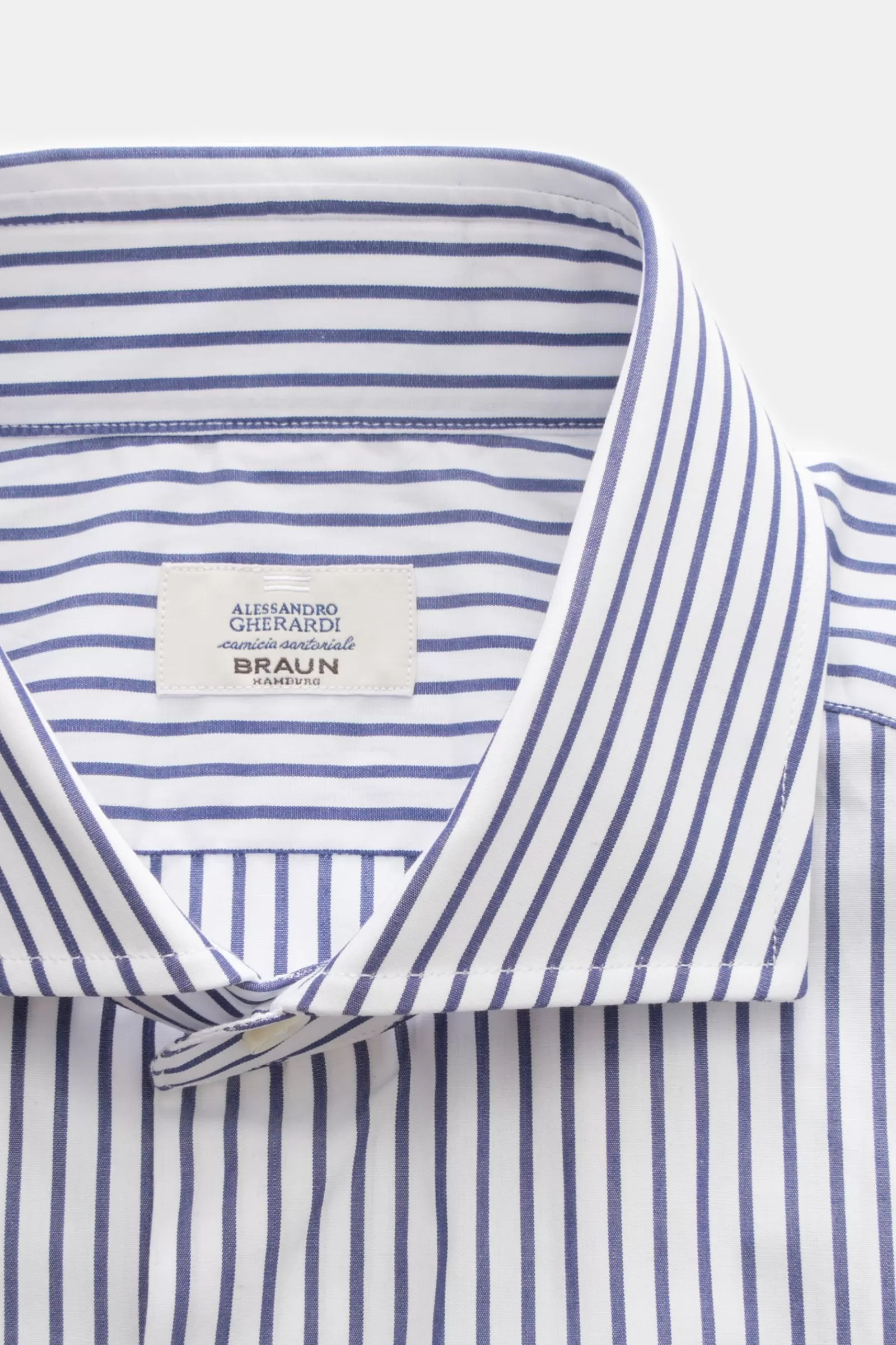 Casual Shirt Shark Collar Navy/White Striped>Gherardi Outlet