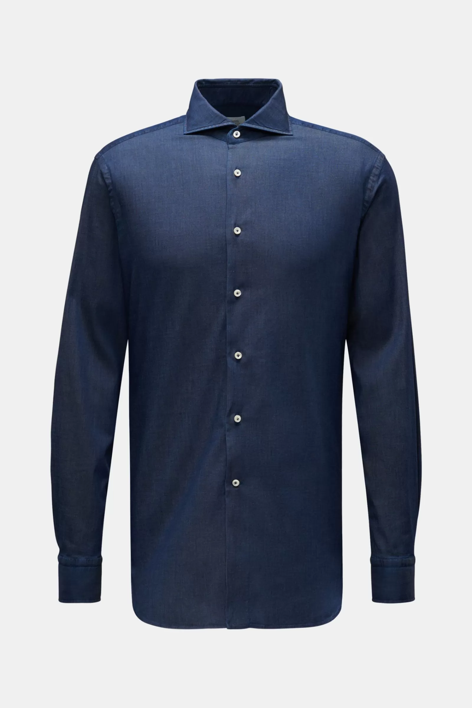 Chambray Shirt Shark Collar Dark Blue>Gherardi Clearance