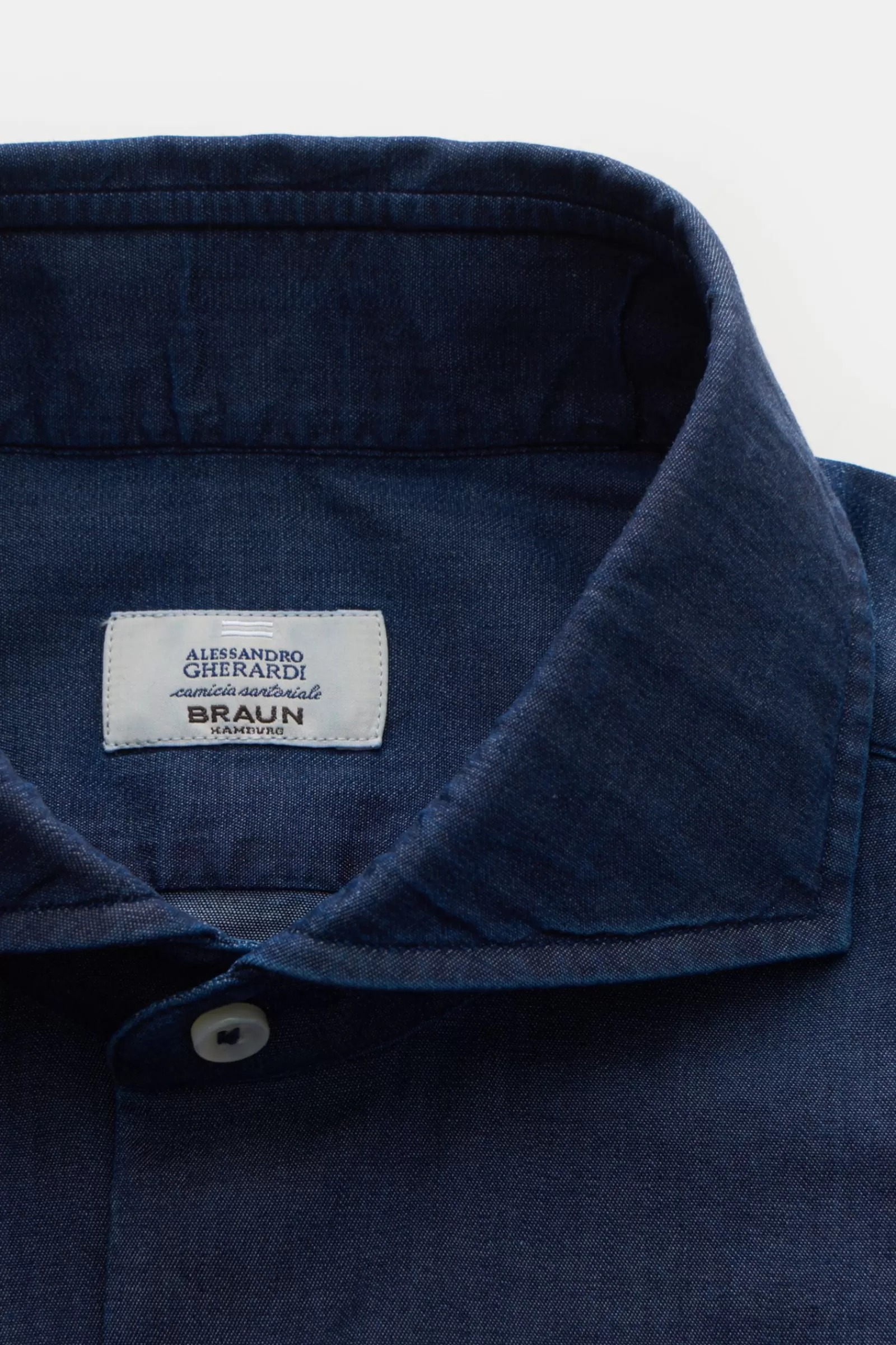 Chambray Shirt Shark Collar Dark Blue>Gherardi Clearance