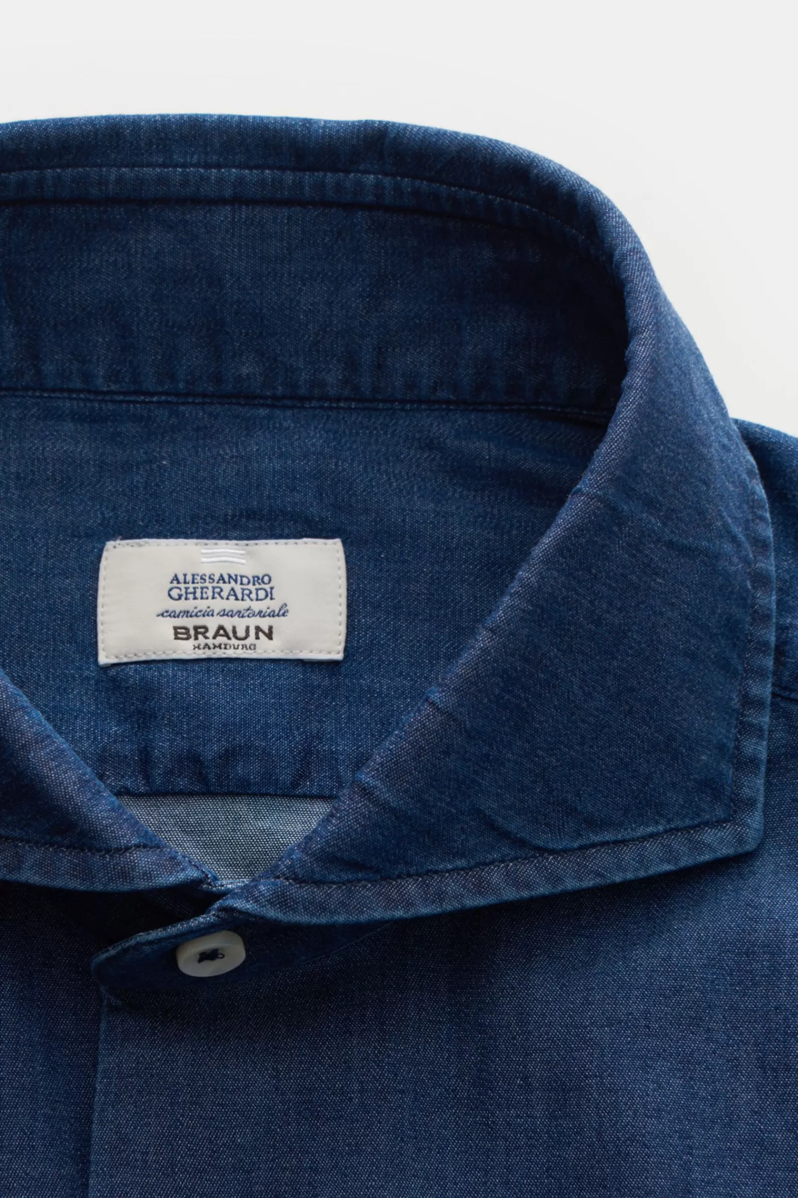 Chambray Shirt Shark Collar Navy>Gherardi Cheap