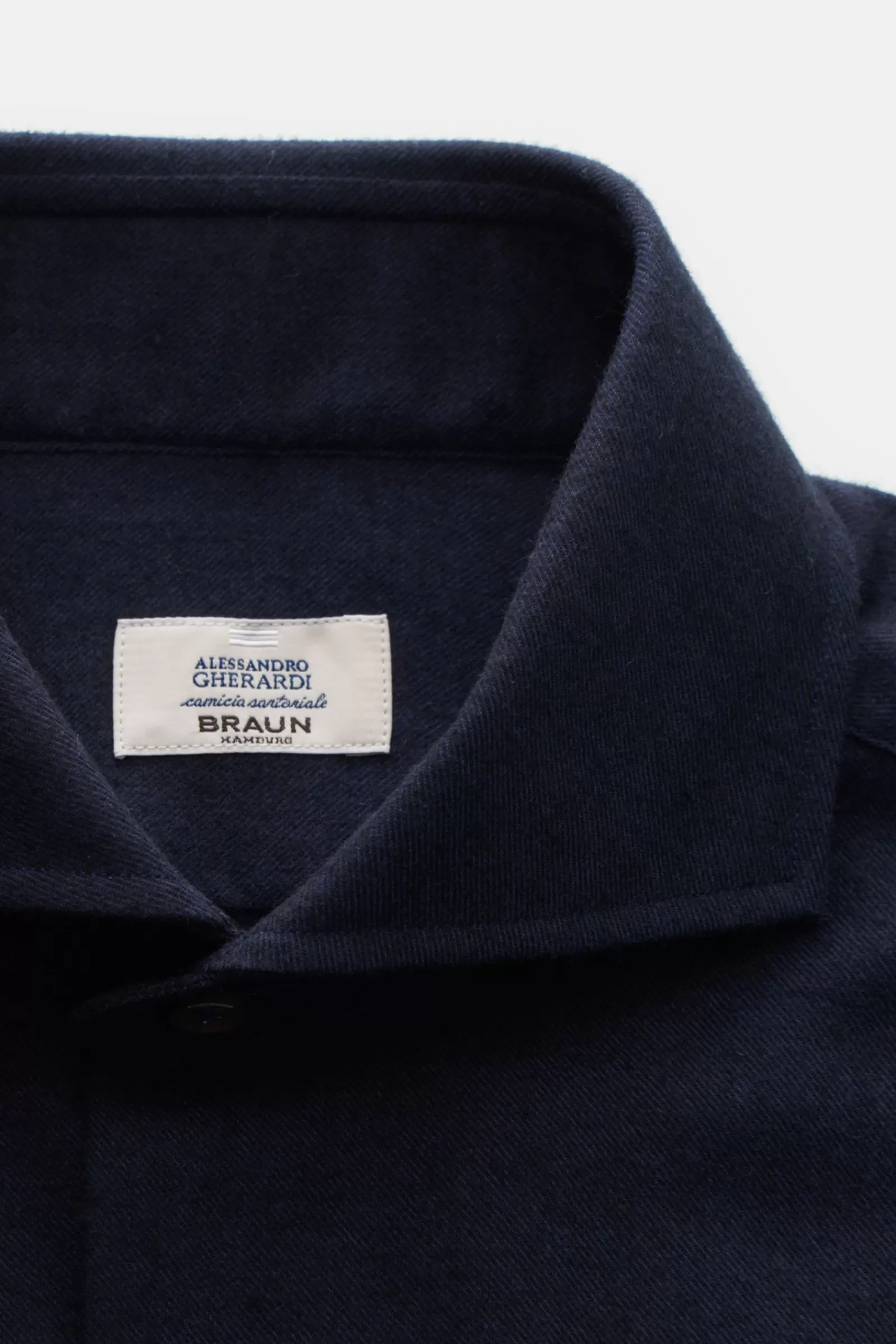 Flannel Shirt Shark Collar Navy>Gherardi Discount