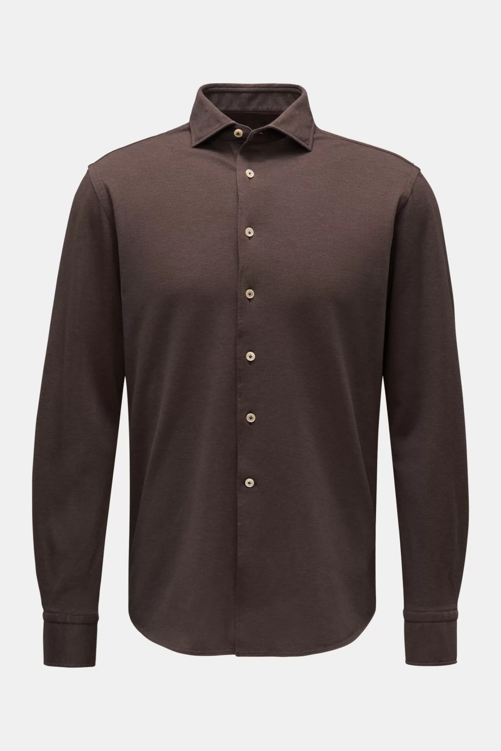 Pique Shirt Shark Collar Brown>Gherardi Best Sale