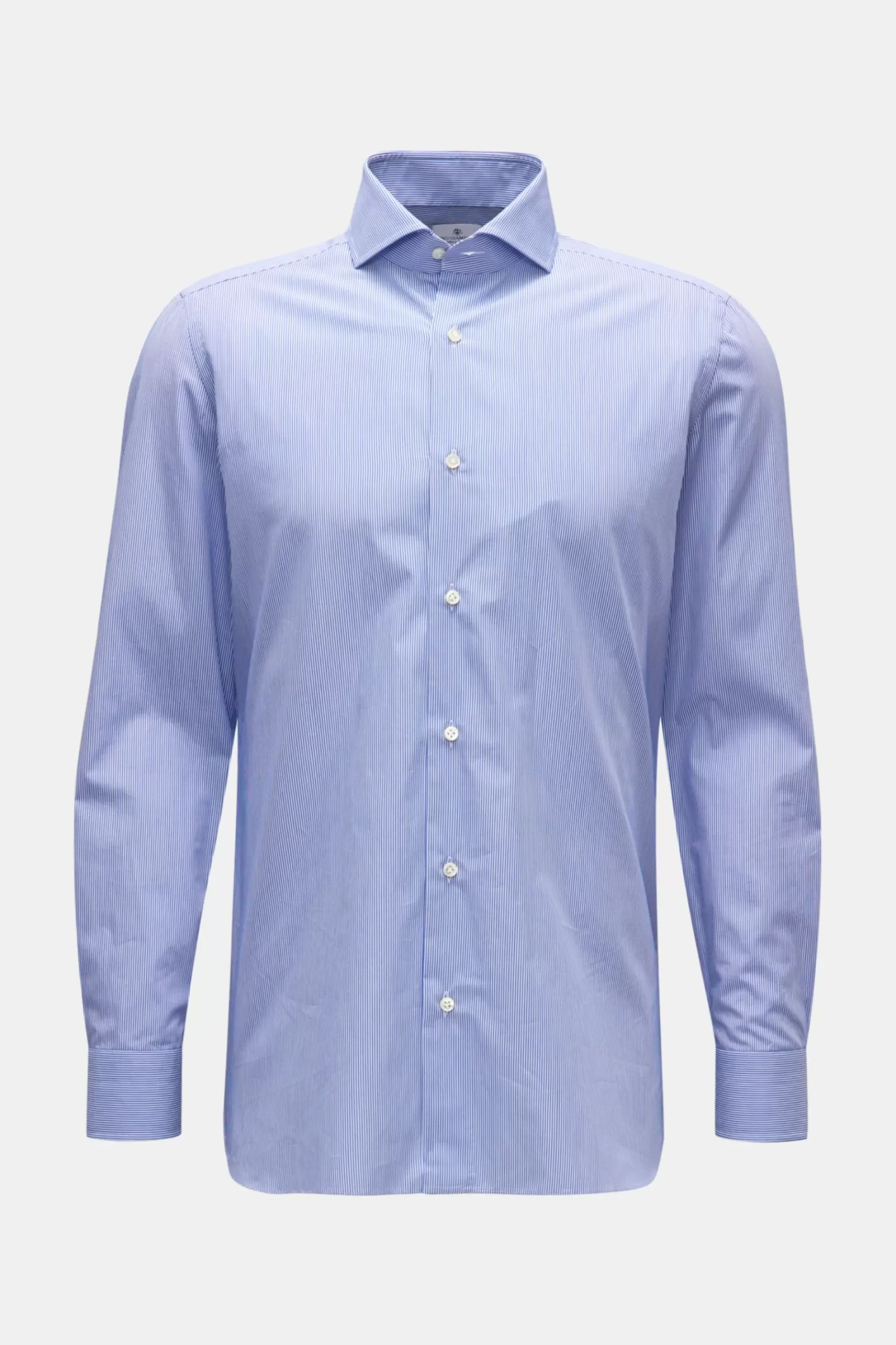 Business Shirt Shark Collar Grey-Blue/White Striped>Giampaolo Discount