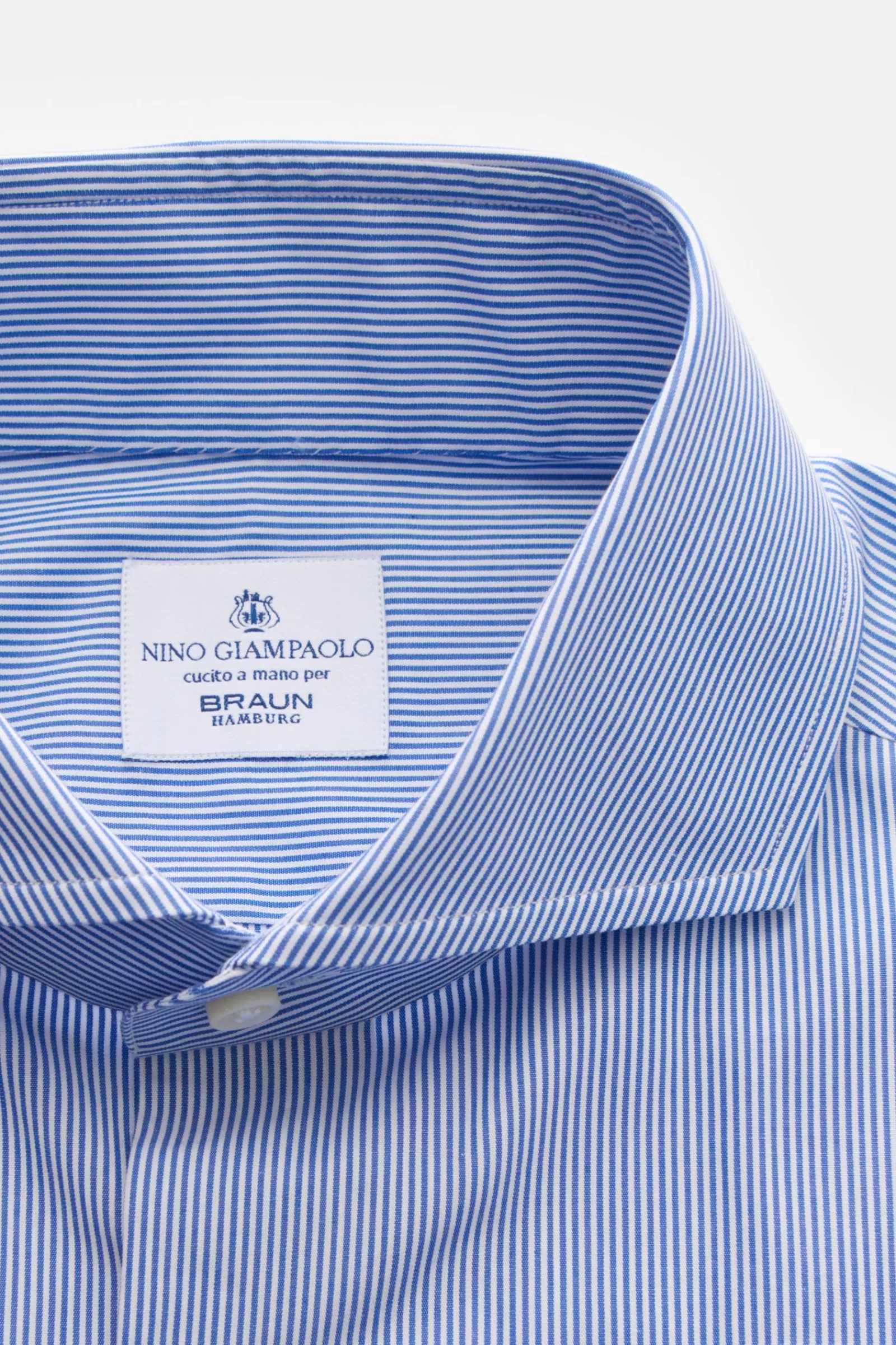 Business Shirt Shark Collar Grey-Blue/White Striped>Giampaolo Discount