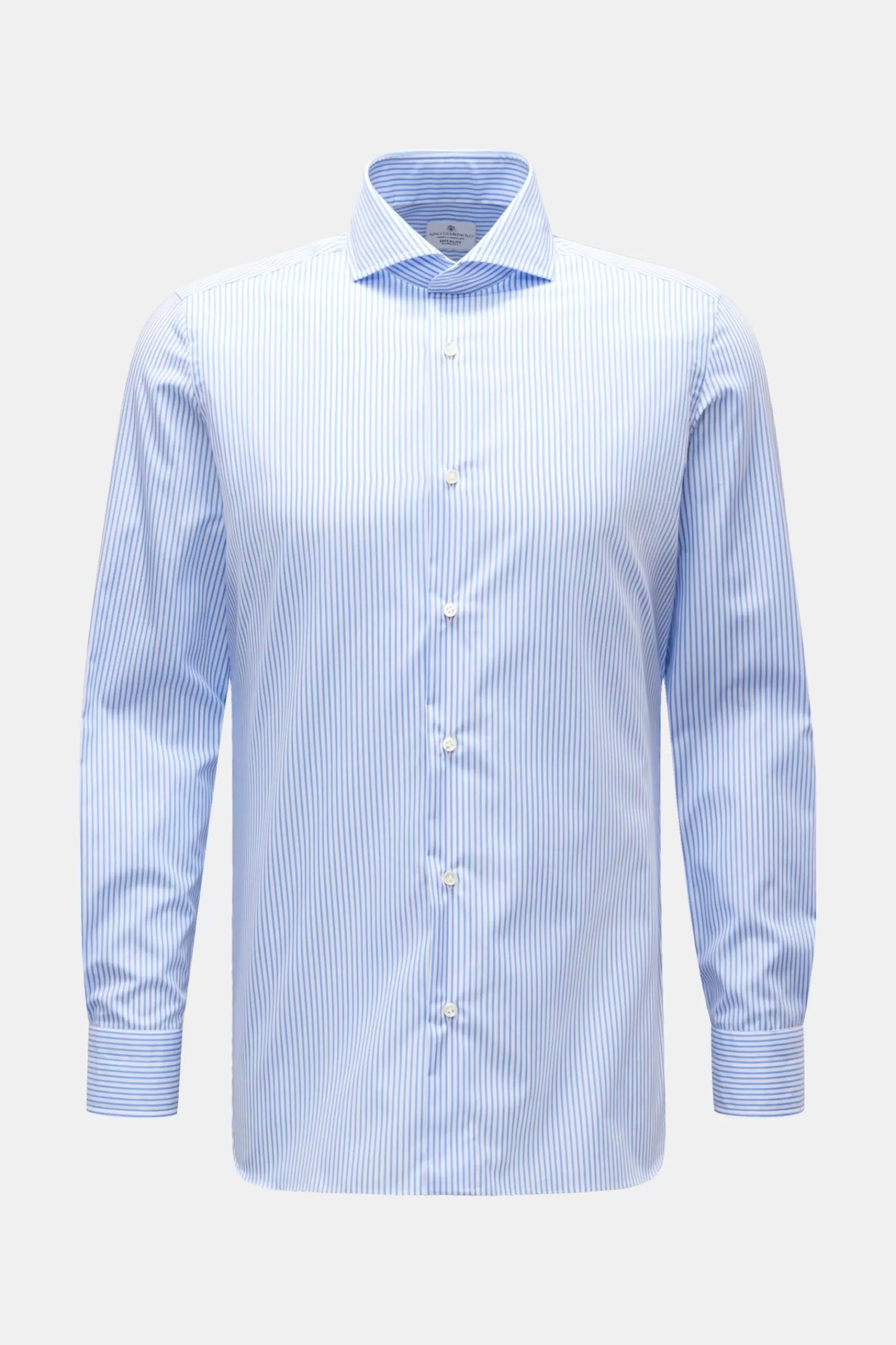 Business Shirt Shark Collar Light Blue/White Striped>Giampaolo Clearance