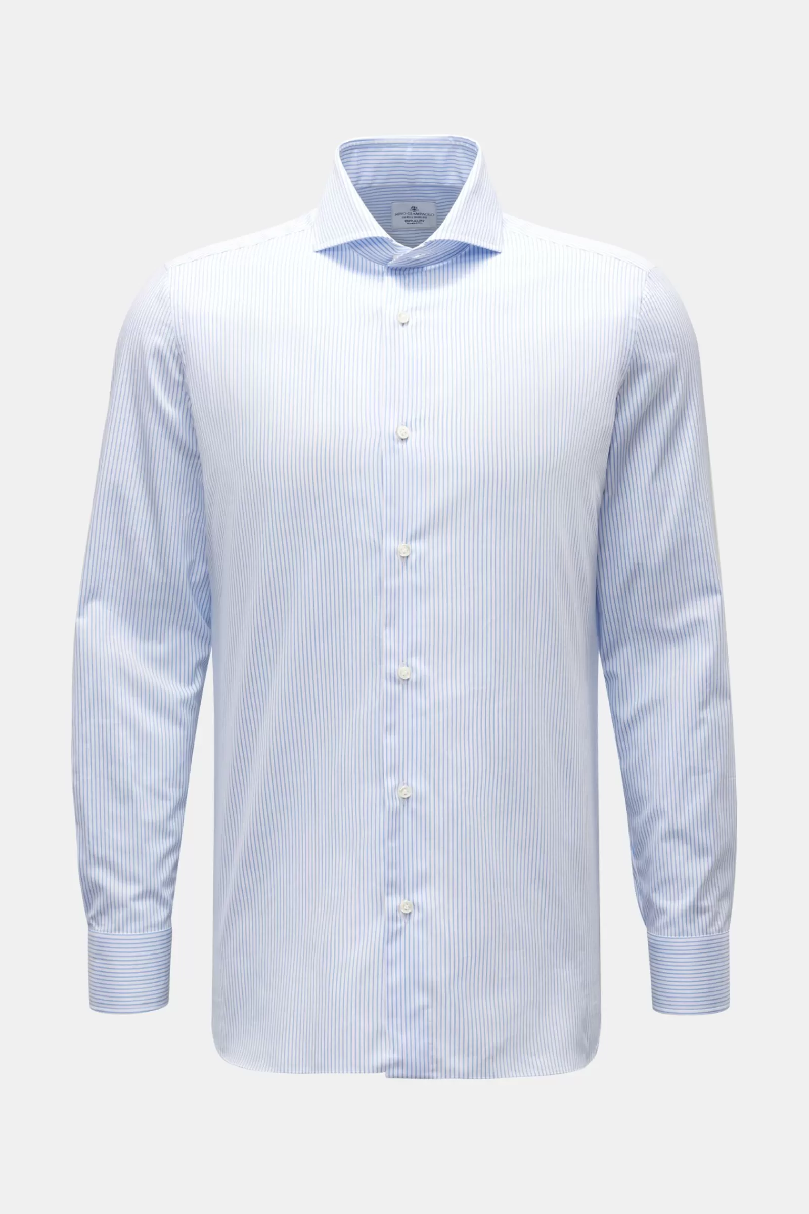 Business Shirt Shark Collar Light Blue/White Striped>Giampaolo Cheap