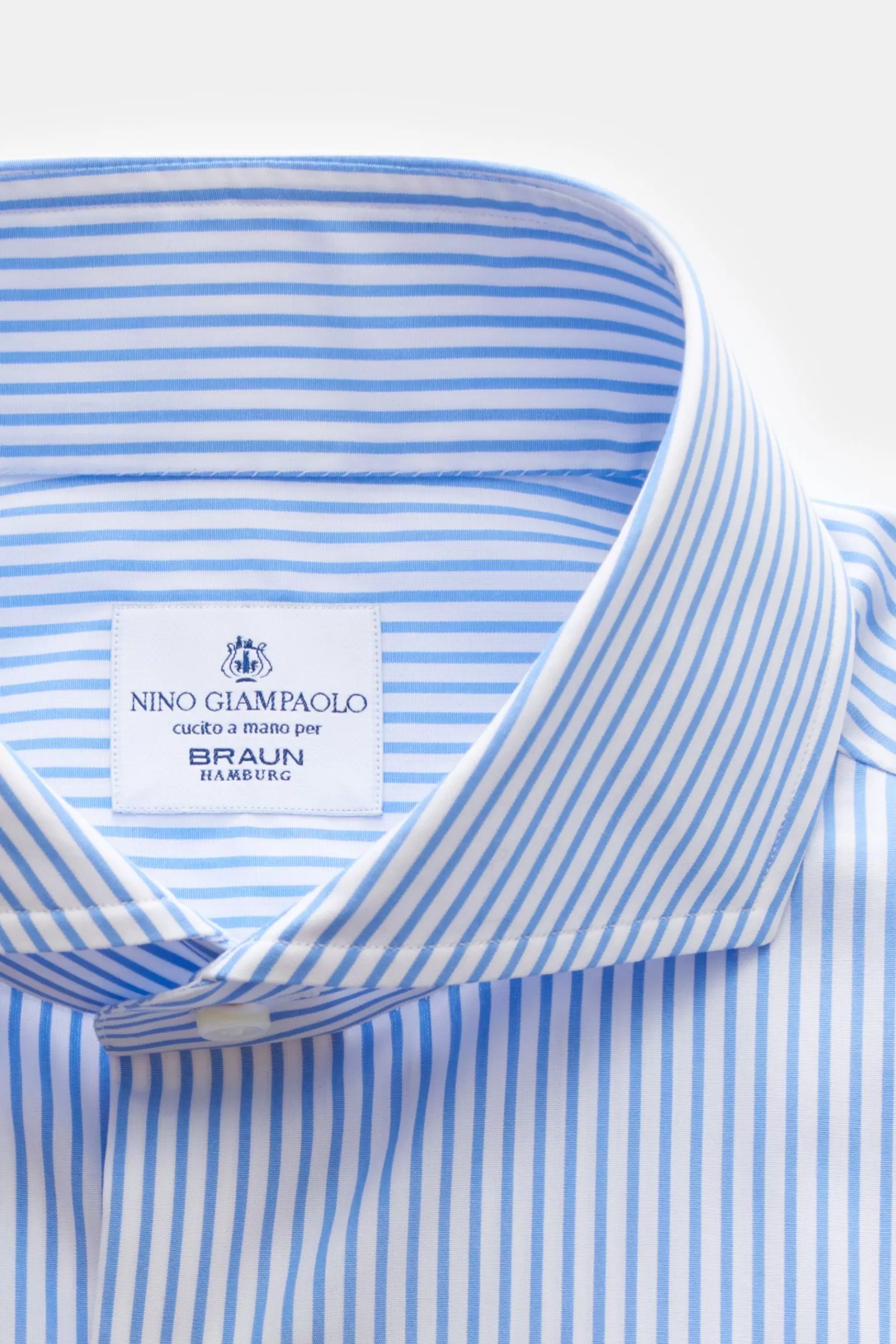 Business Shirt Shark Collar Light Blue/White Striped>Giampaolo Clearance