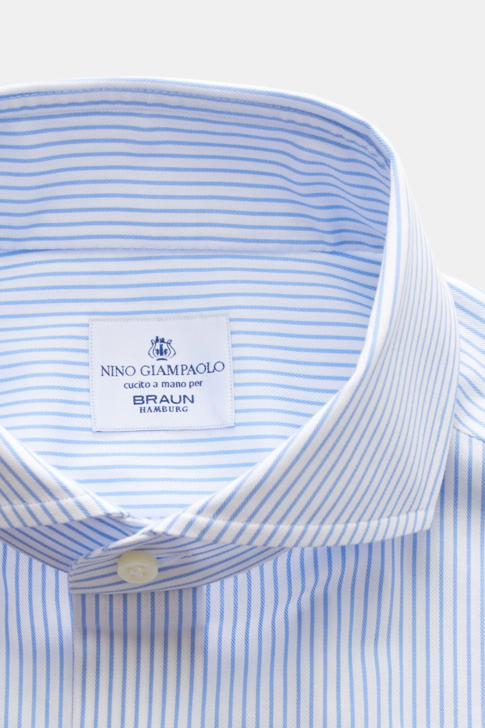 Business Shirt Shark Collar Light Blue/White Striped>Giampaolo Cheap