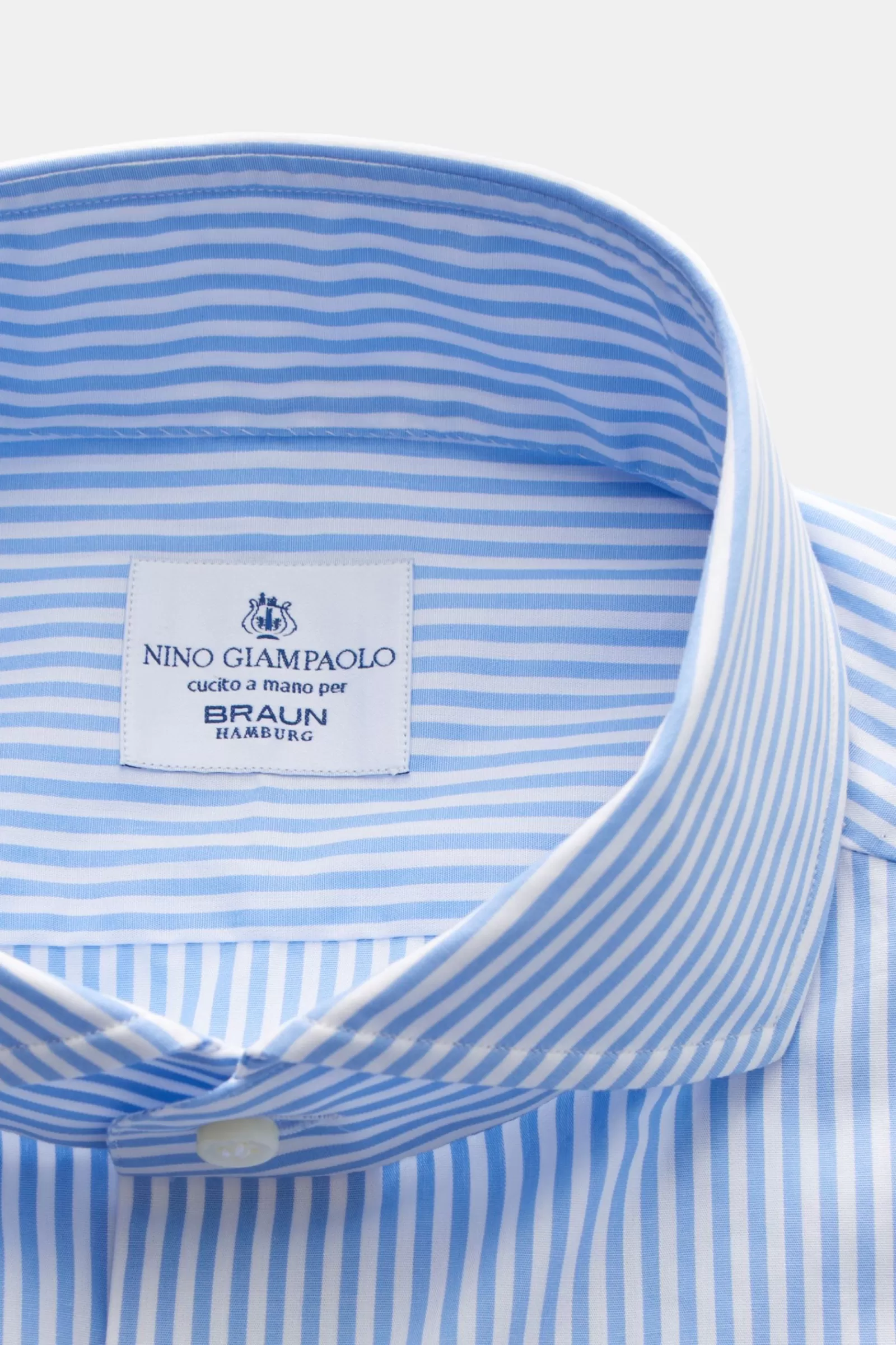 Business Shirt Shark Collar Light Blue/White Striped>Giampaolo Flash Sale