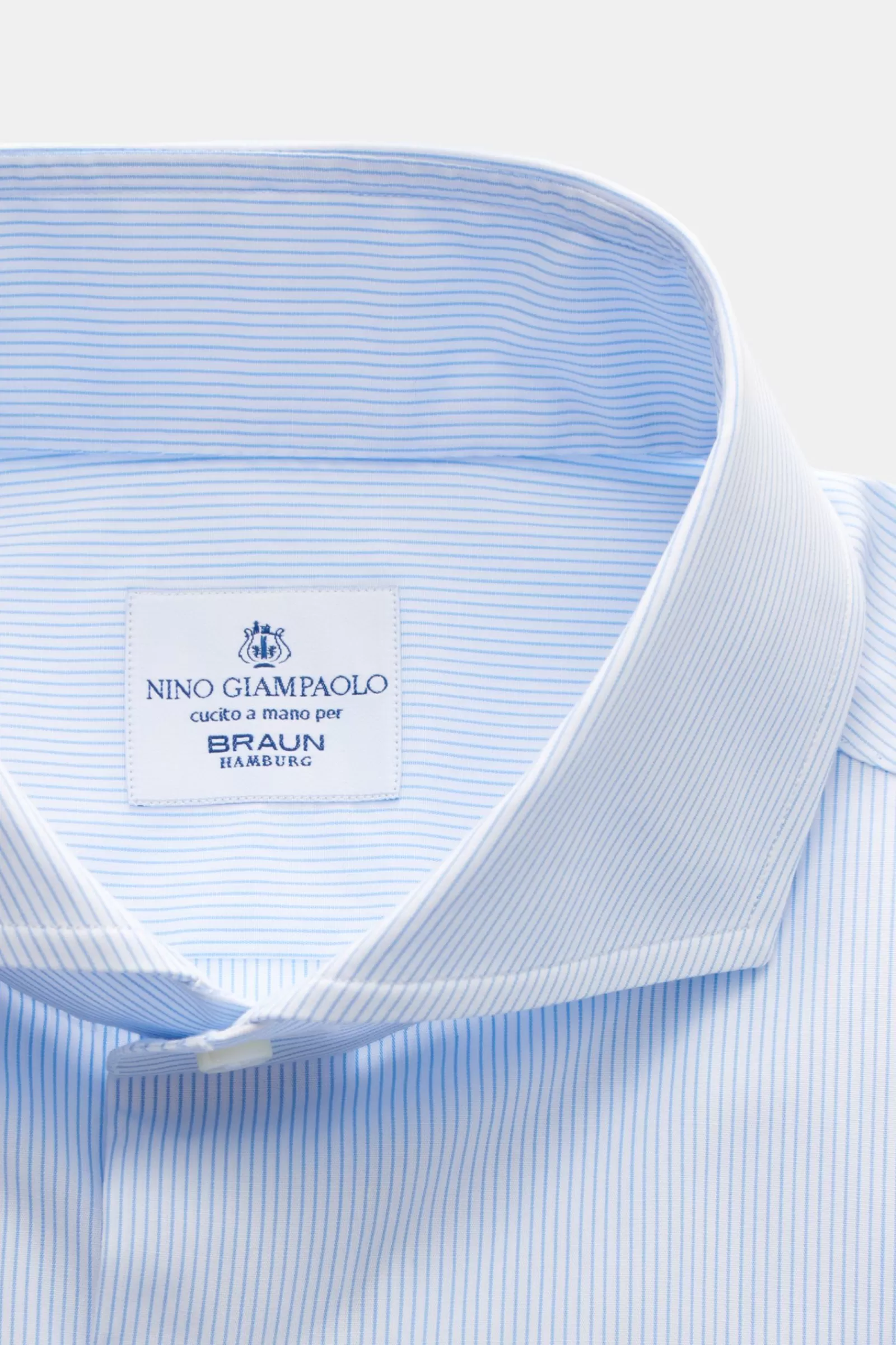 Business Shirt Shark Collar Light Blue/White Striped>Giampaolo Best