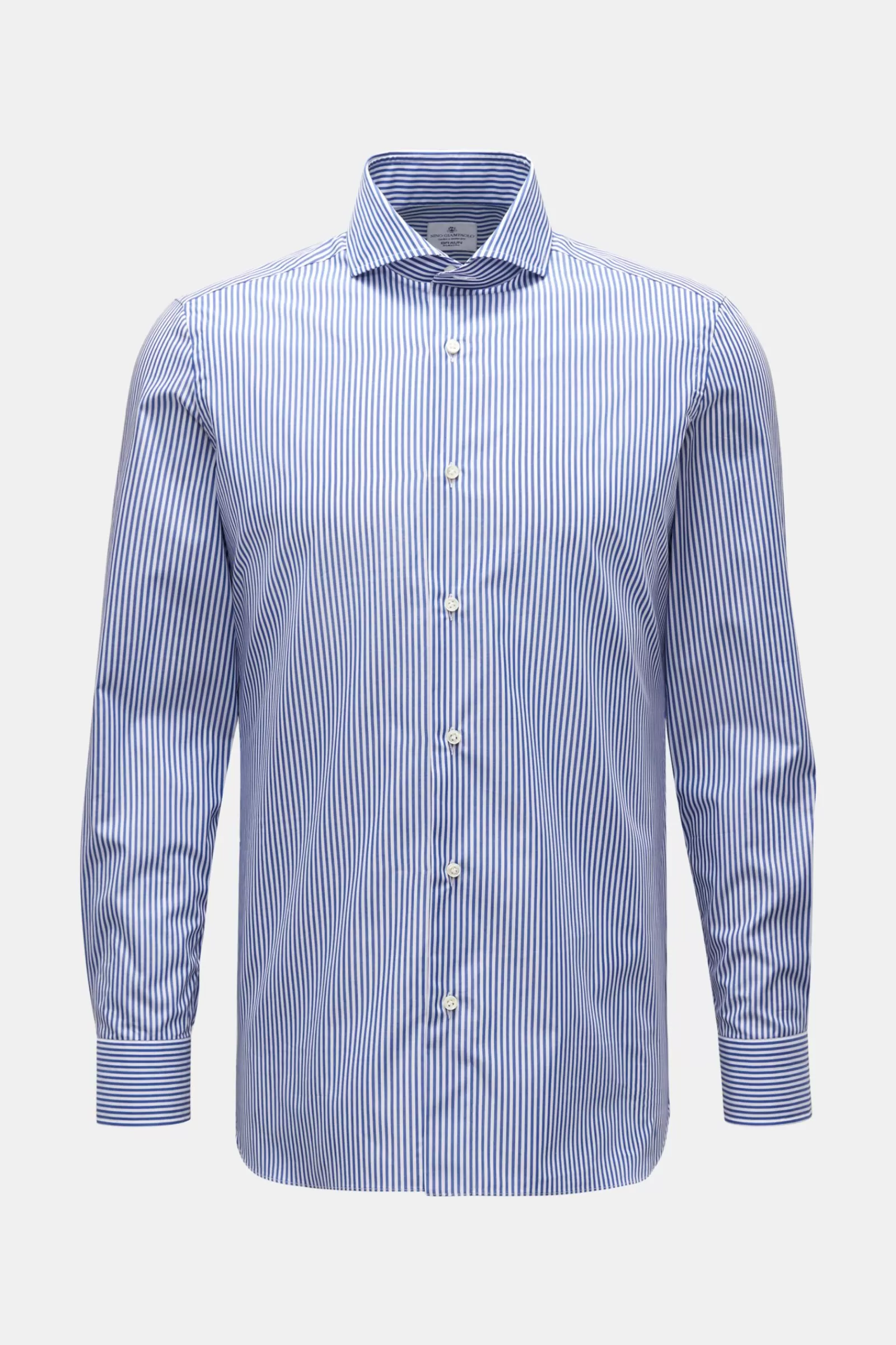 Business Shirt Shark Collar Navy/White Striped>Giampaolo Best