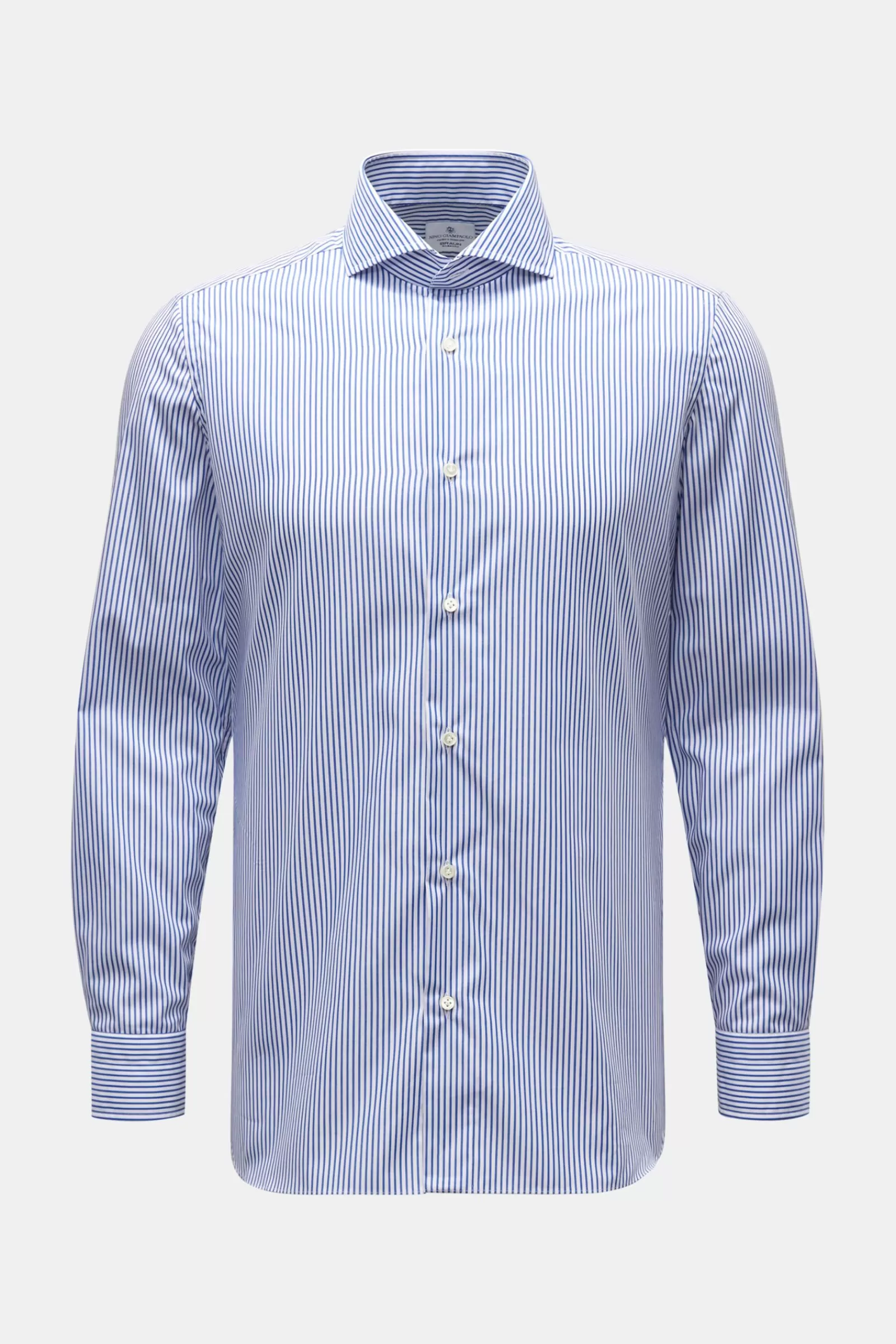 Business Shirt Shark Collar Navy/White Striped>Giampaolo Outlet