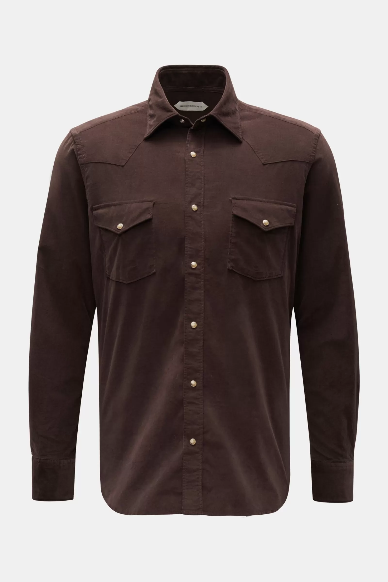 Casual Shirt Narrow Collar Dark Brown>Guglielminotti Fashion