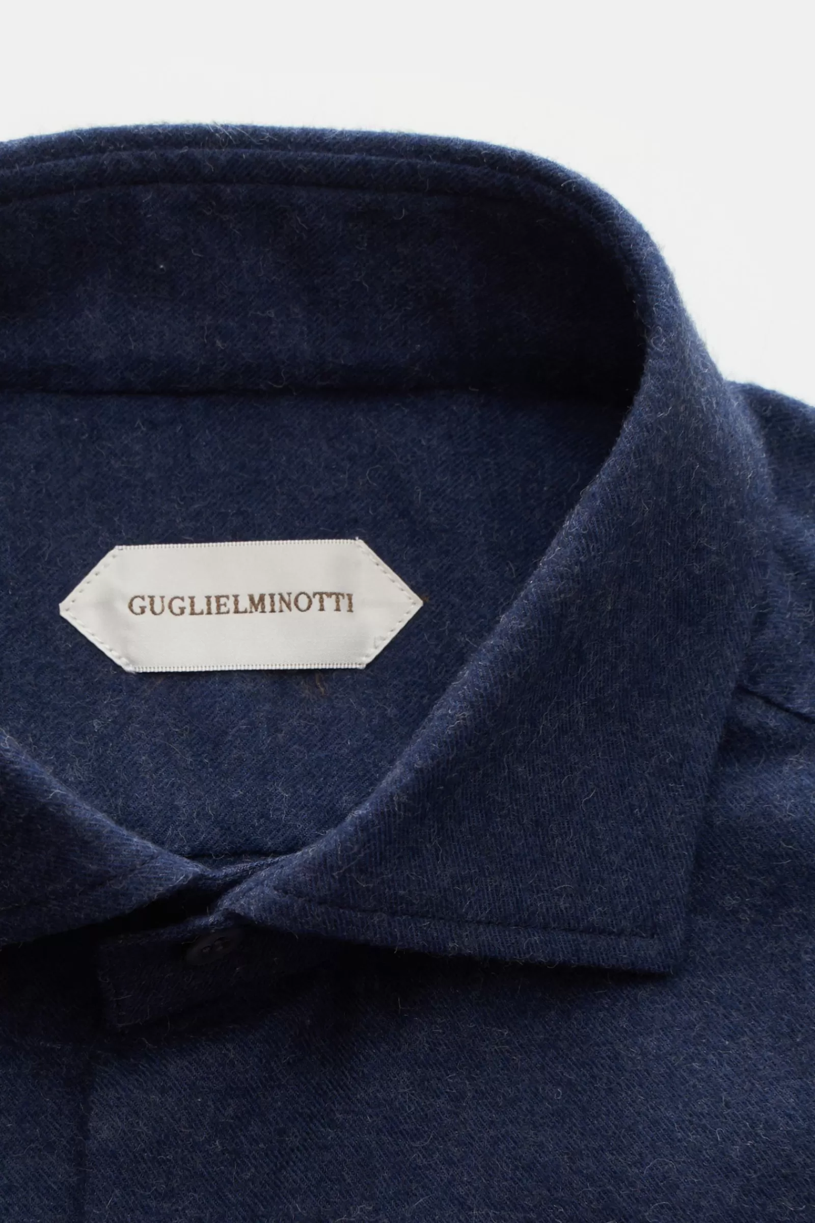 Flannel Shirt Shark Collar Dark Blue>Guglielminotti New