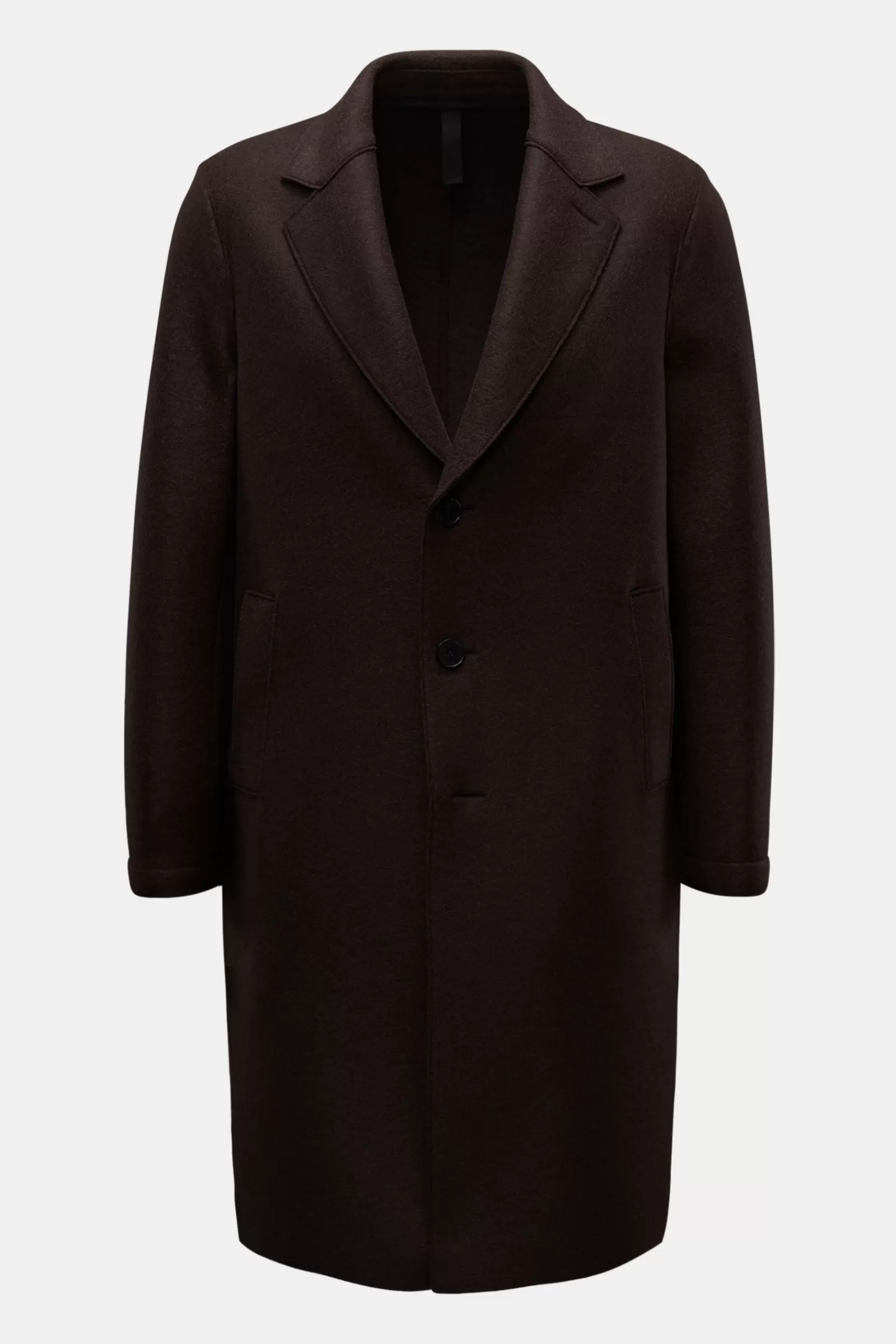 Wool Coat Dark Brown>Harris Wharf London New