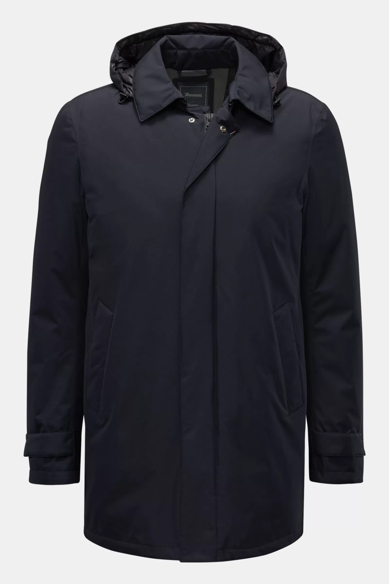 Short Down Coat Navy>Herno Laminar New