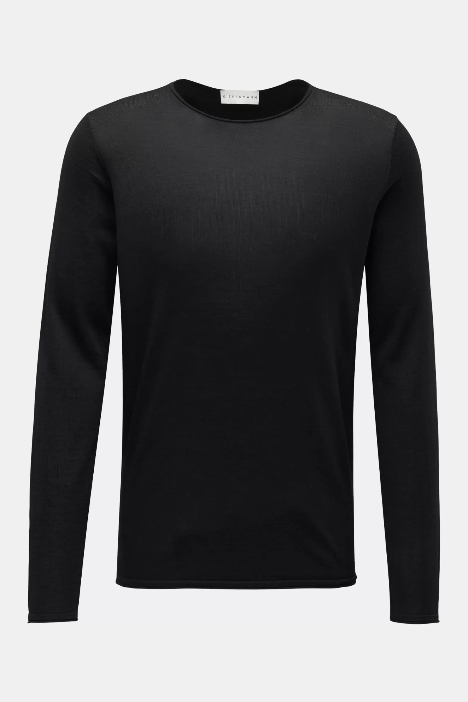 Merino Fine Knit Crew Neck Jumper 'Benjamin' Black^Kiefermann Clearance