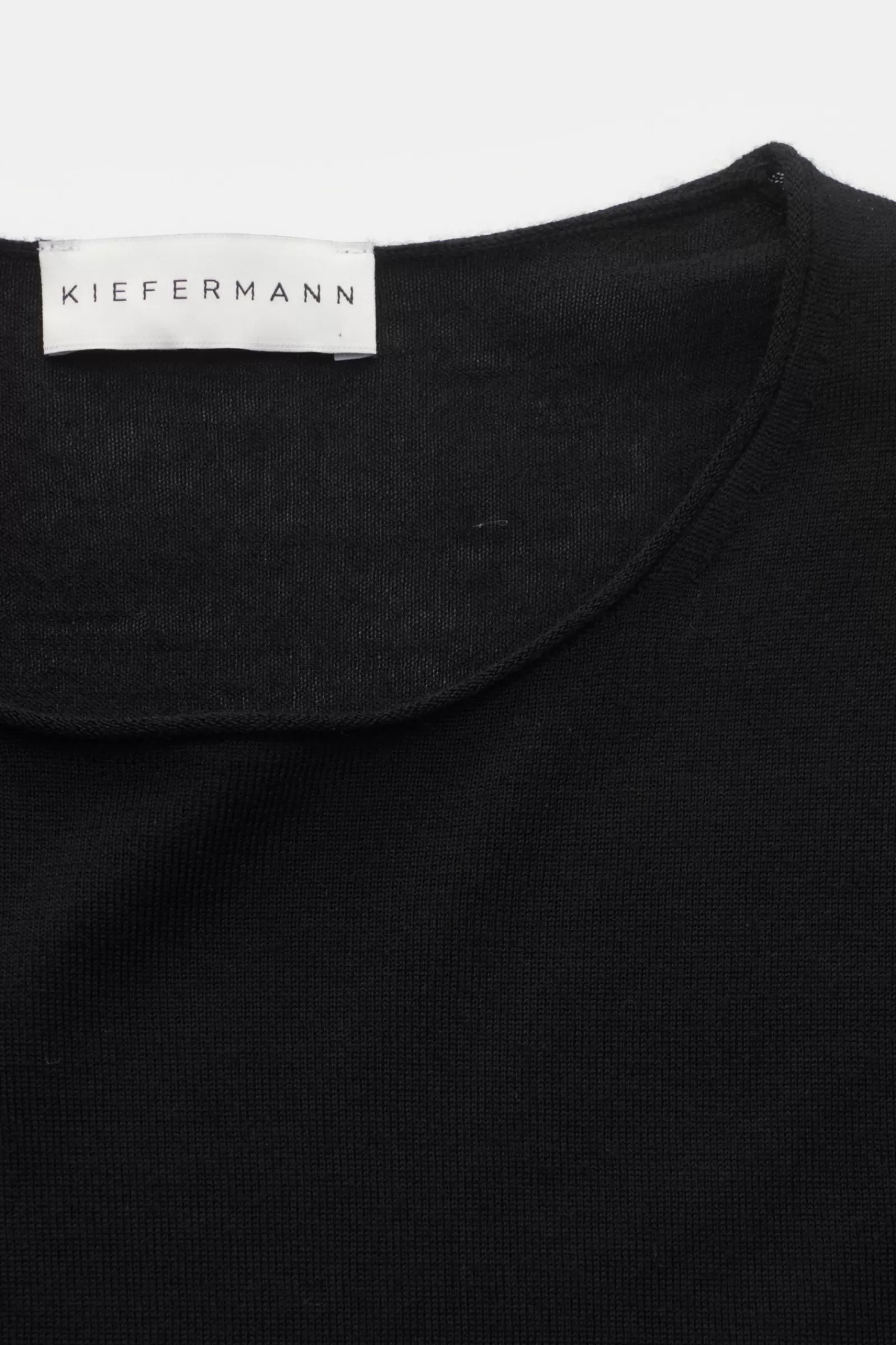 Merino Fine Knit Crew Neck Jumper 'Benjamin' Black^Kiefermann Clearance