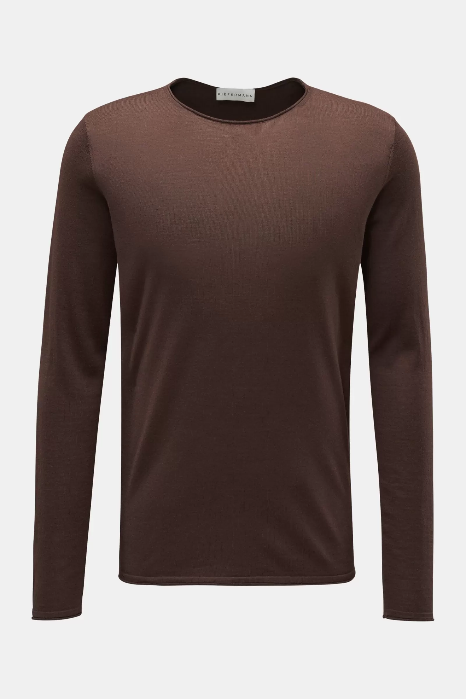 Merino Fine Knit Crew Neck Jumper 'Benjamin' Brown^Kiefermann Hot