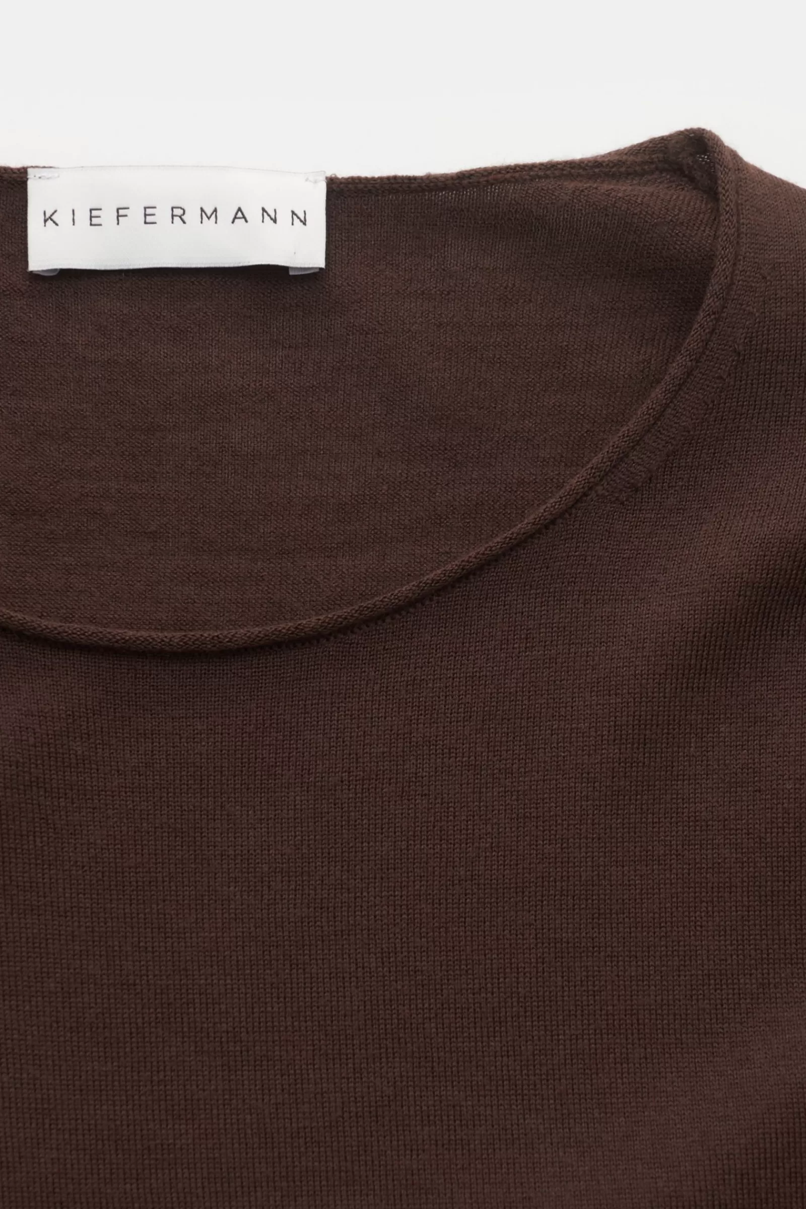 Merino Fine Knit Crew Neck Jumper 'Benjamin' Brown^Kiefermann Hot