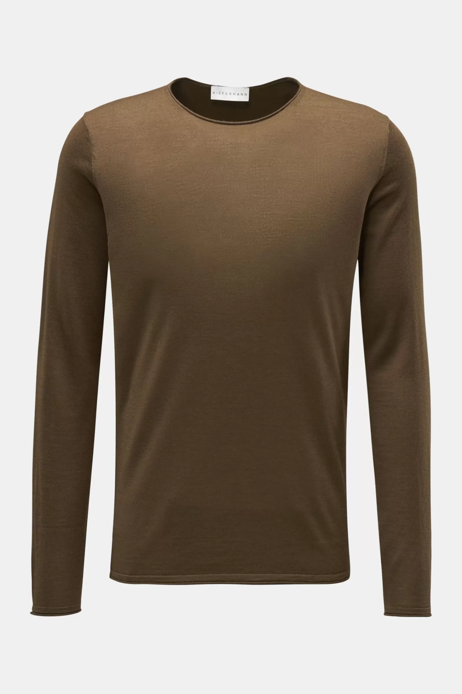 Merino Fine Knit Crew Neck Jumper 'Benjamin' Olive^Kiefermann Hot