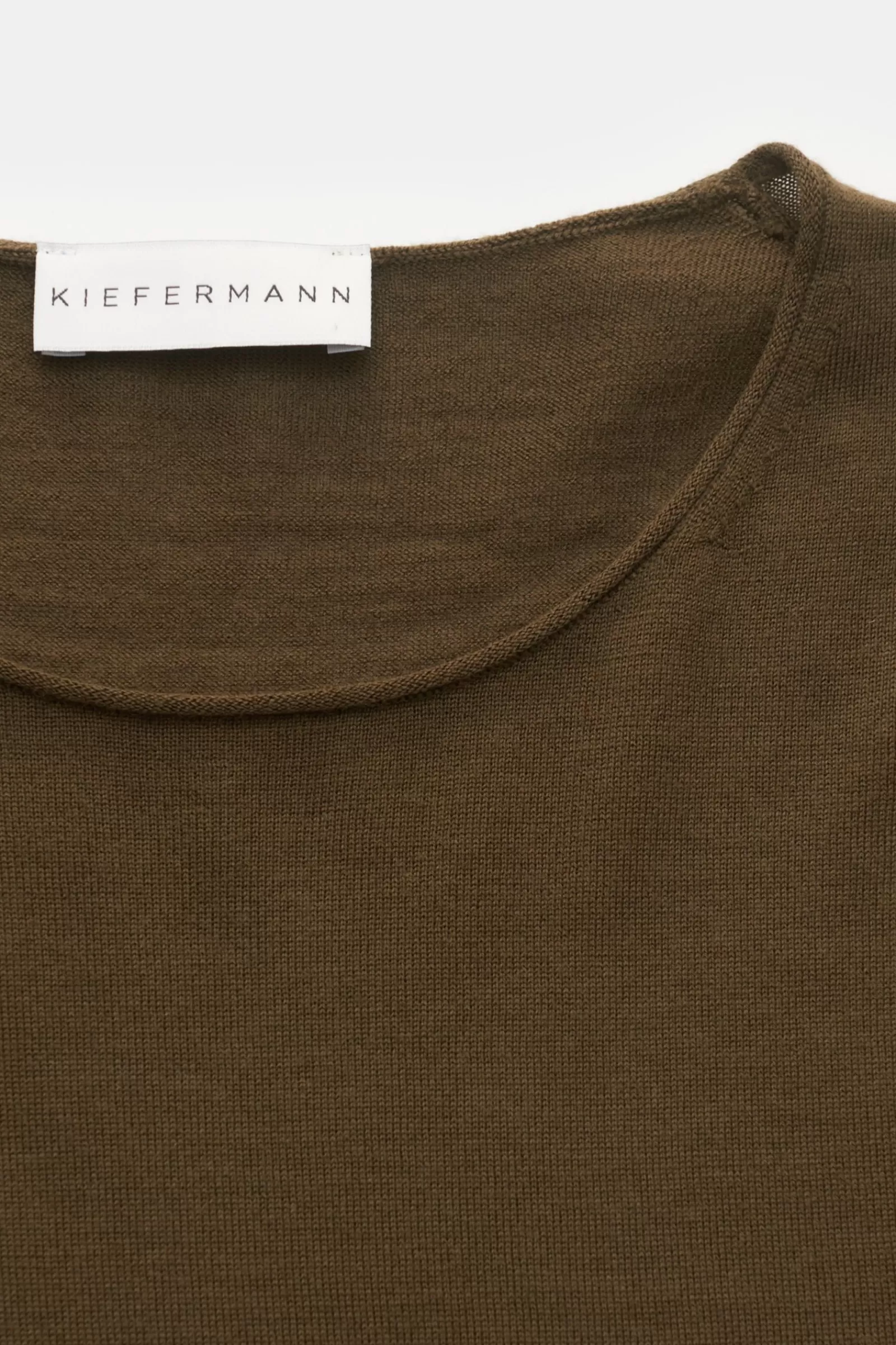 Merino Fine Knit Crew Neck Jumper 'Benjamin' Olive^Kiefermann Hot