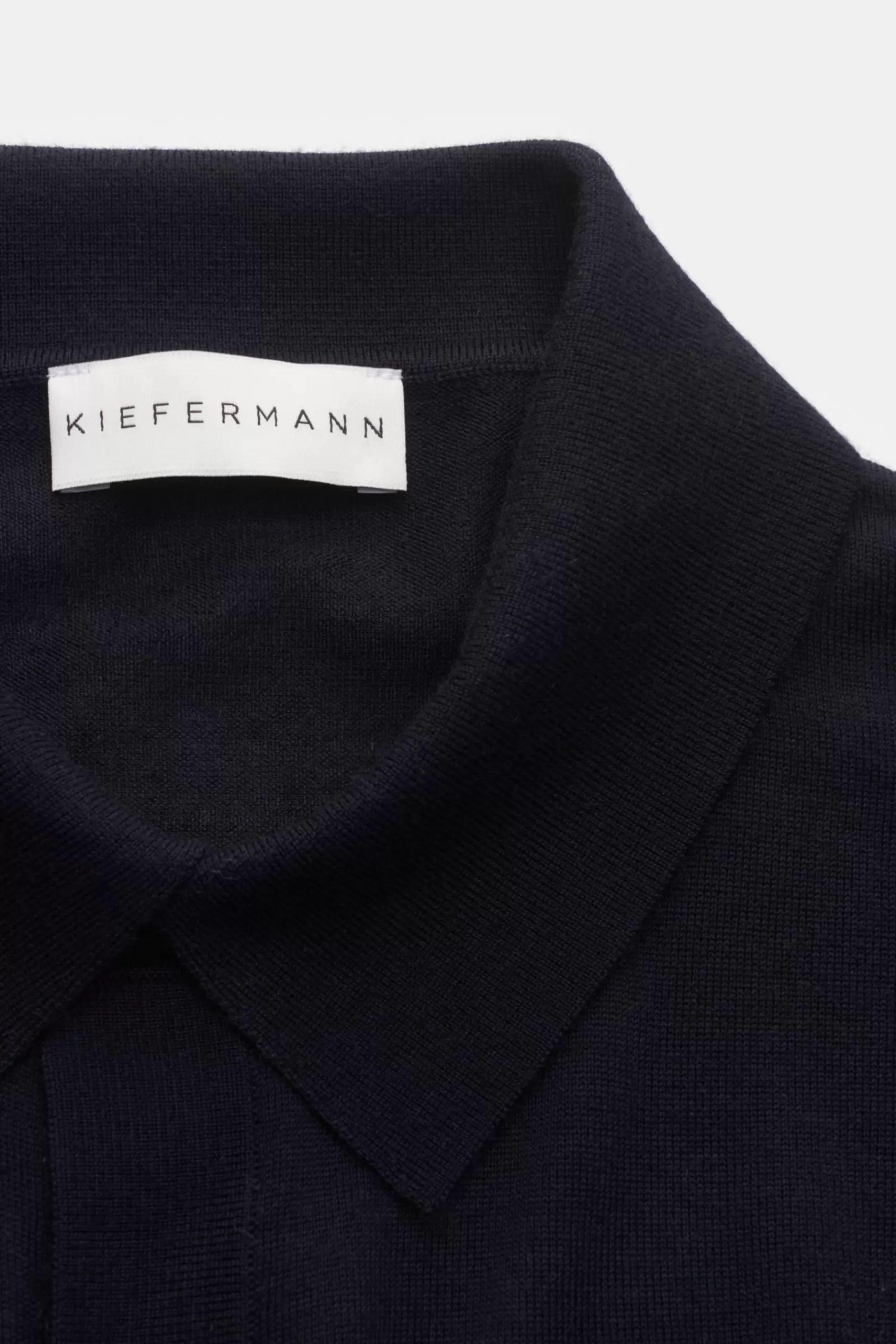 Merino Knit Shirt 'Adam' Narrow Collar Navy^Kiefermann Online