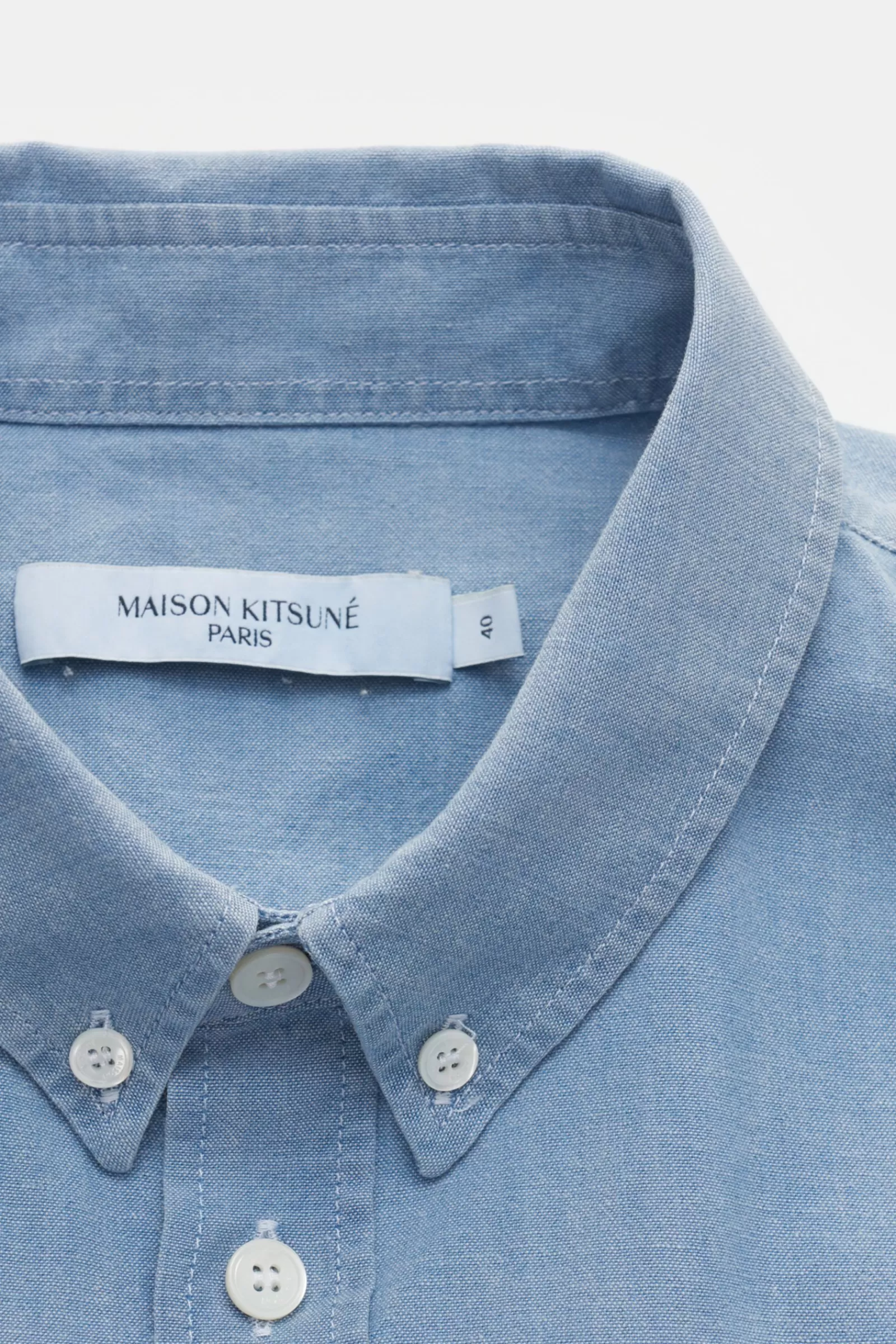 Maison Kitsune Casual Shirt Button-Down Collar Grey-Blue>Maison Kitsunu00e9 Best