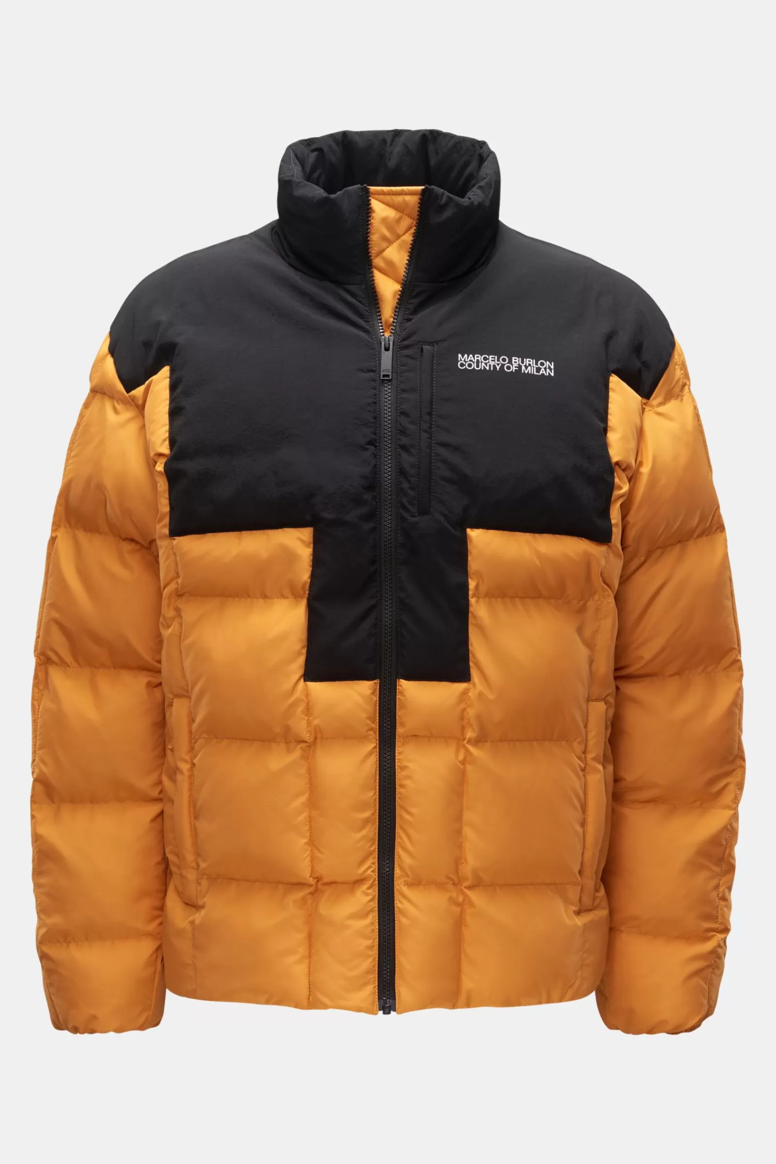 Quilted Jacket 'Cross Block Puffer' Orange/Black>Marcelo Burlon Online