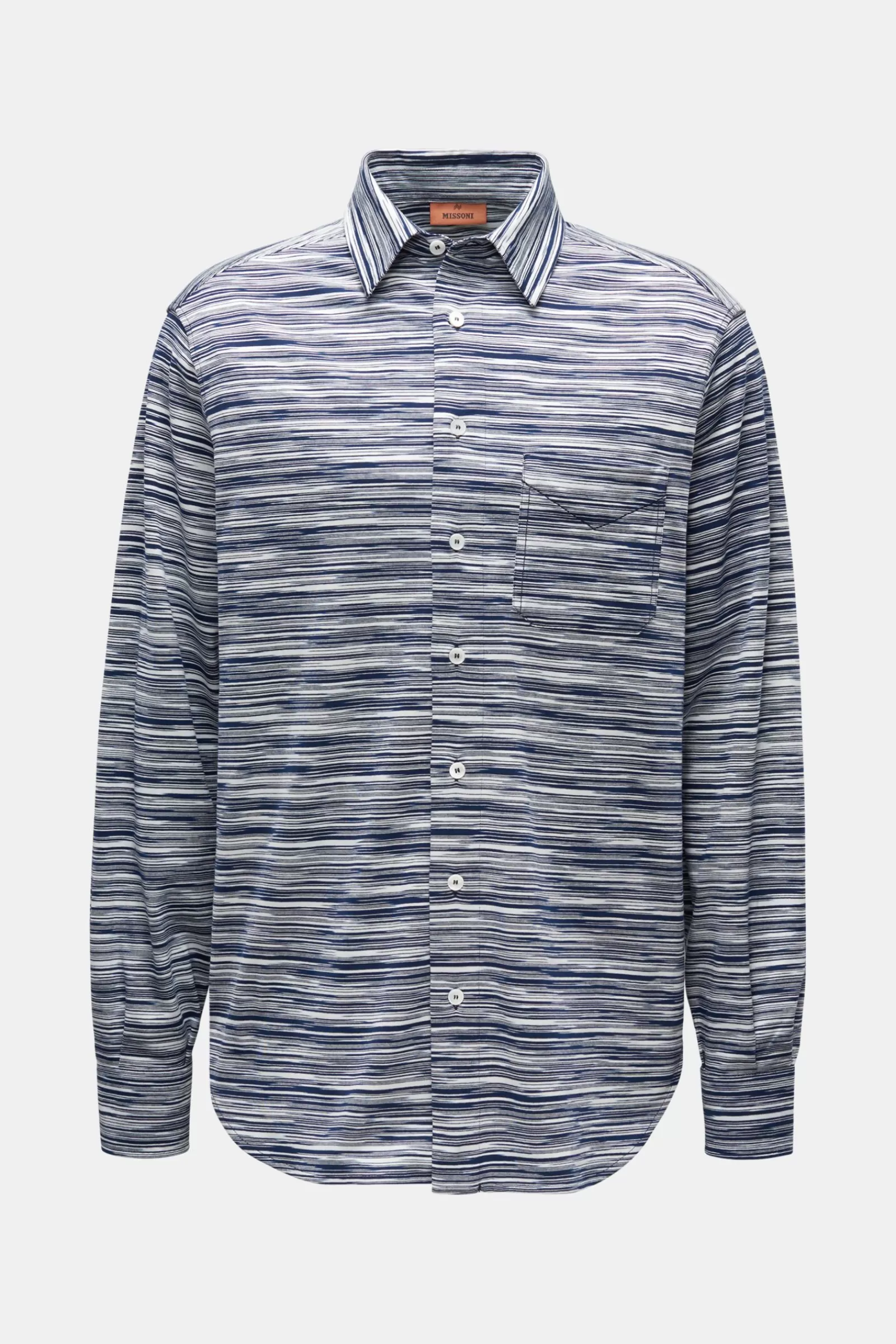 Jersey Shirt Kent Collar Navy/White Striped>Missoni Sale