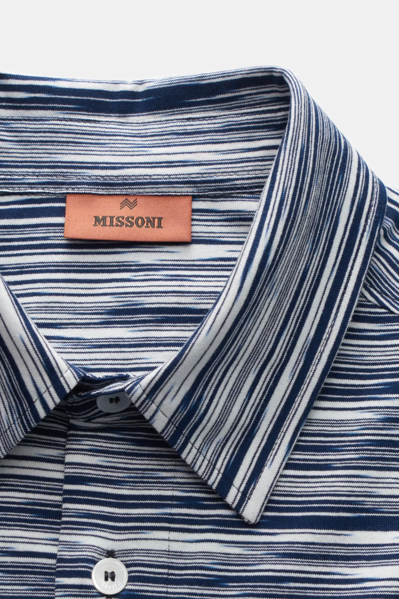 Jersey Shirt Kent Collar Navy/White Striped>Missoni Sale