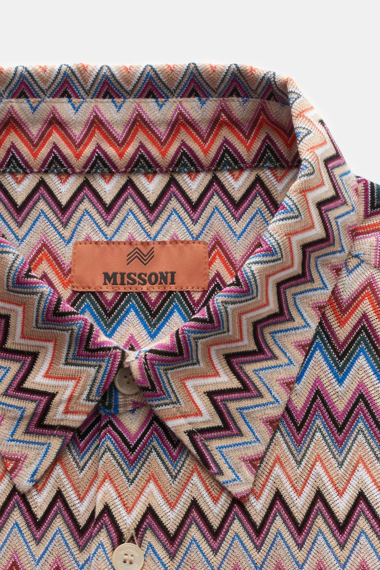 Knit Shirt Kent Collar Beige/Orange/Burgundy Patterned>Missoni Hot