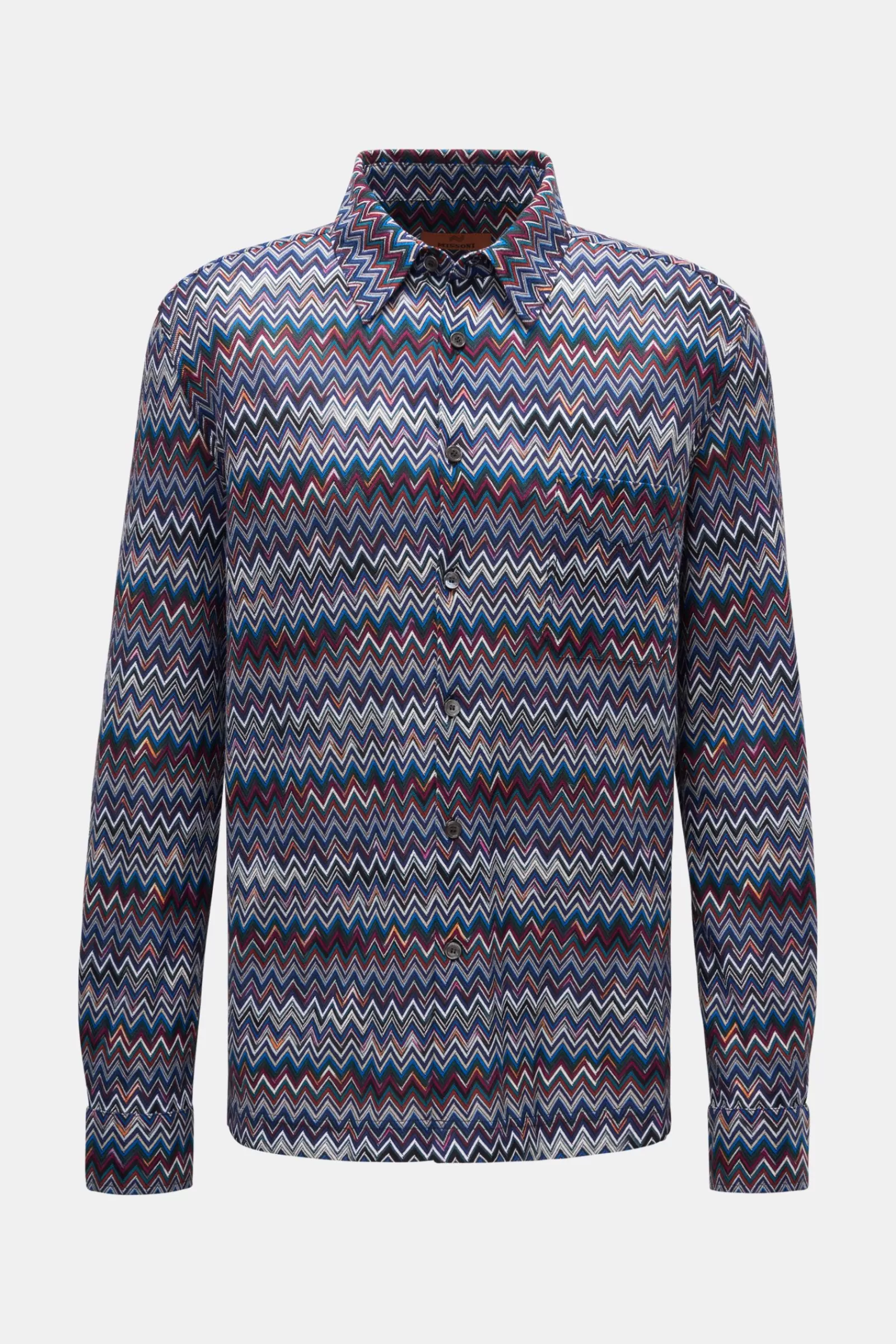 Knit Shirt Kent Collar Blue/White/Burgundy Patterned>Missoni Sale