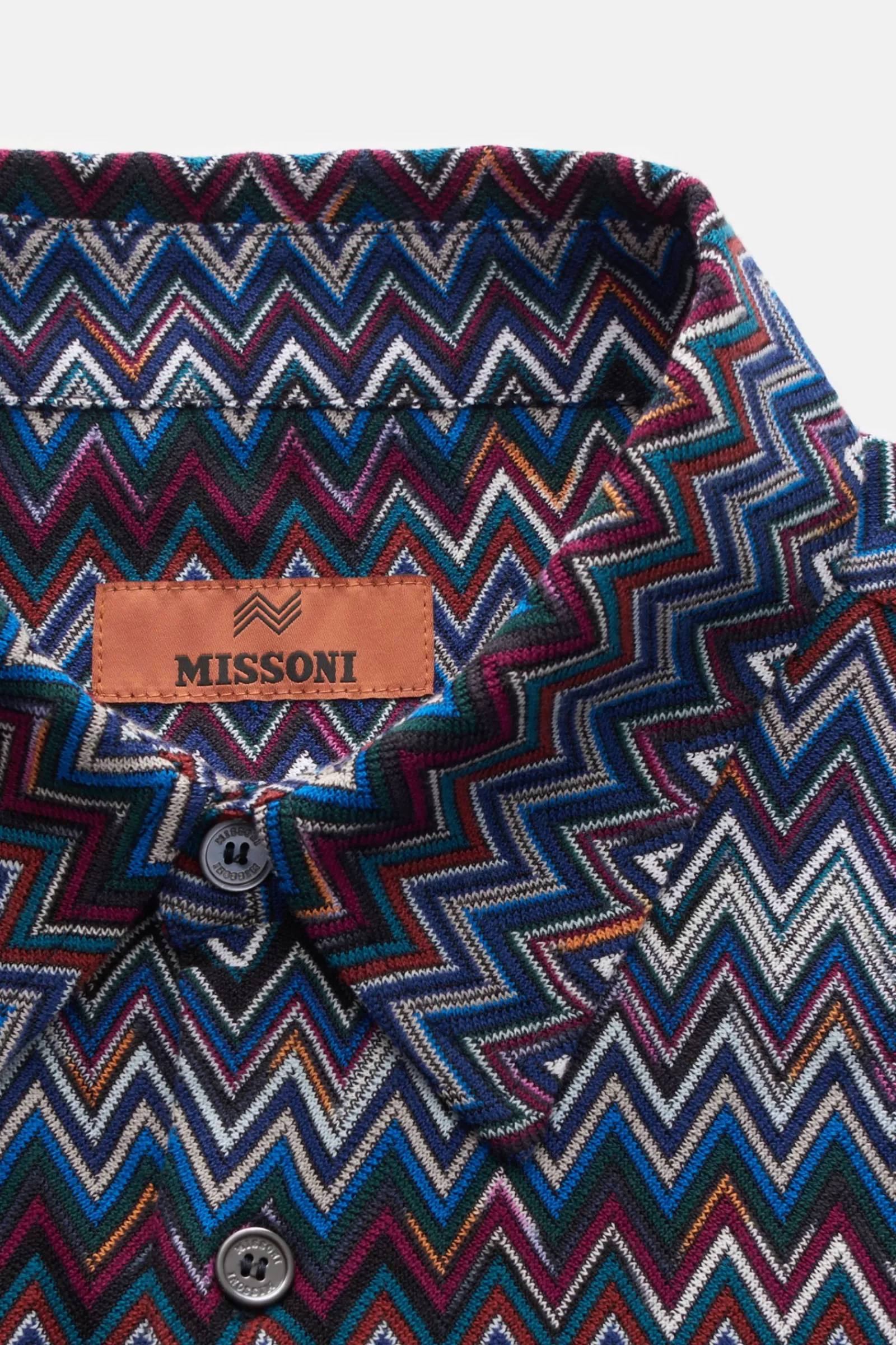 Knit Shirt Kent Collar Blue/White/Burgundy Patterned>Missoni Sale