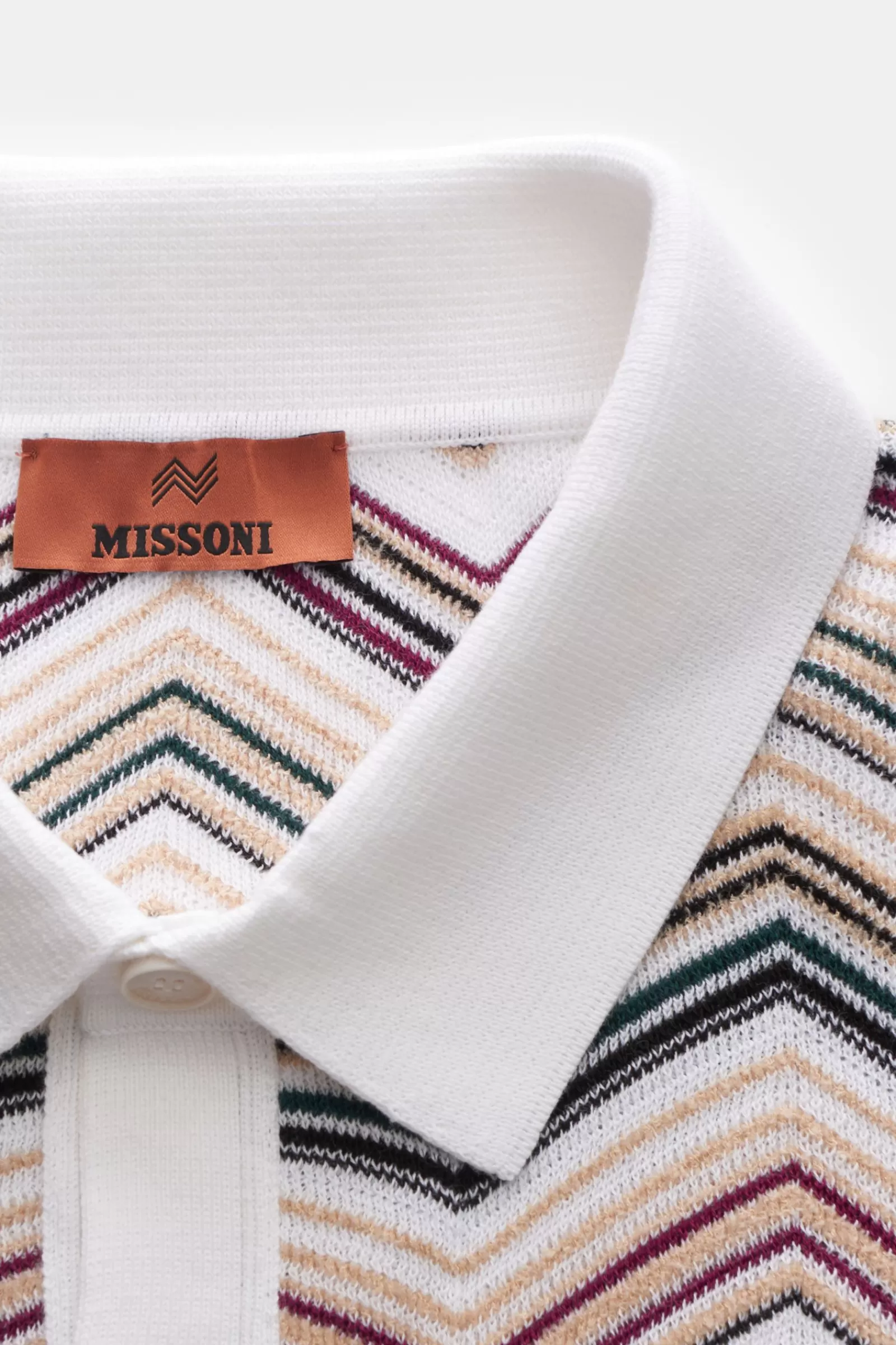 Short Sleeve Knit Polo White/Beige/Black Patterned^Missoni Outlet