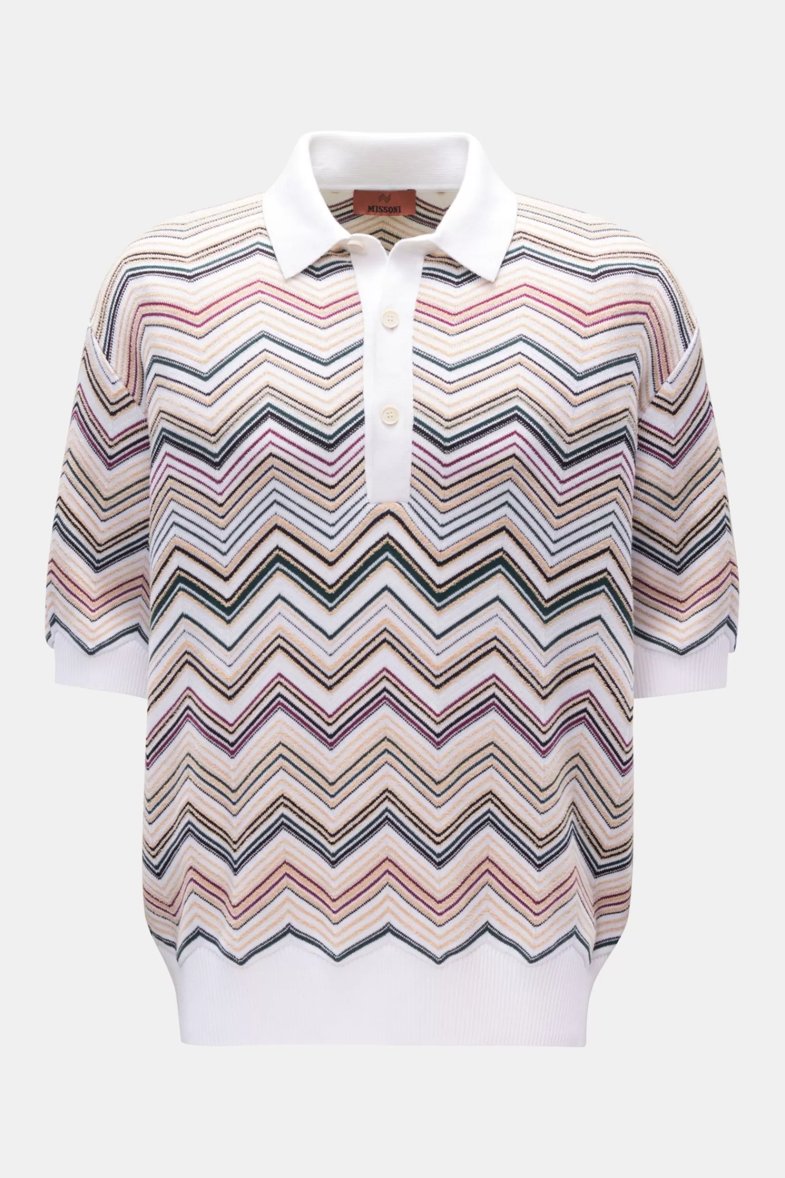 Short Sleeve Knit Polo White/Beige/Black Patterned^Missoni Outlet